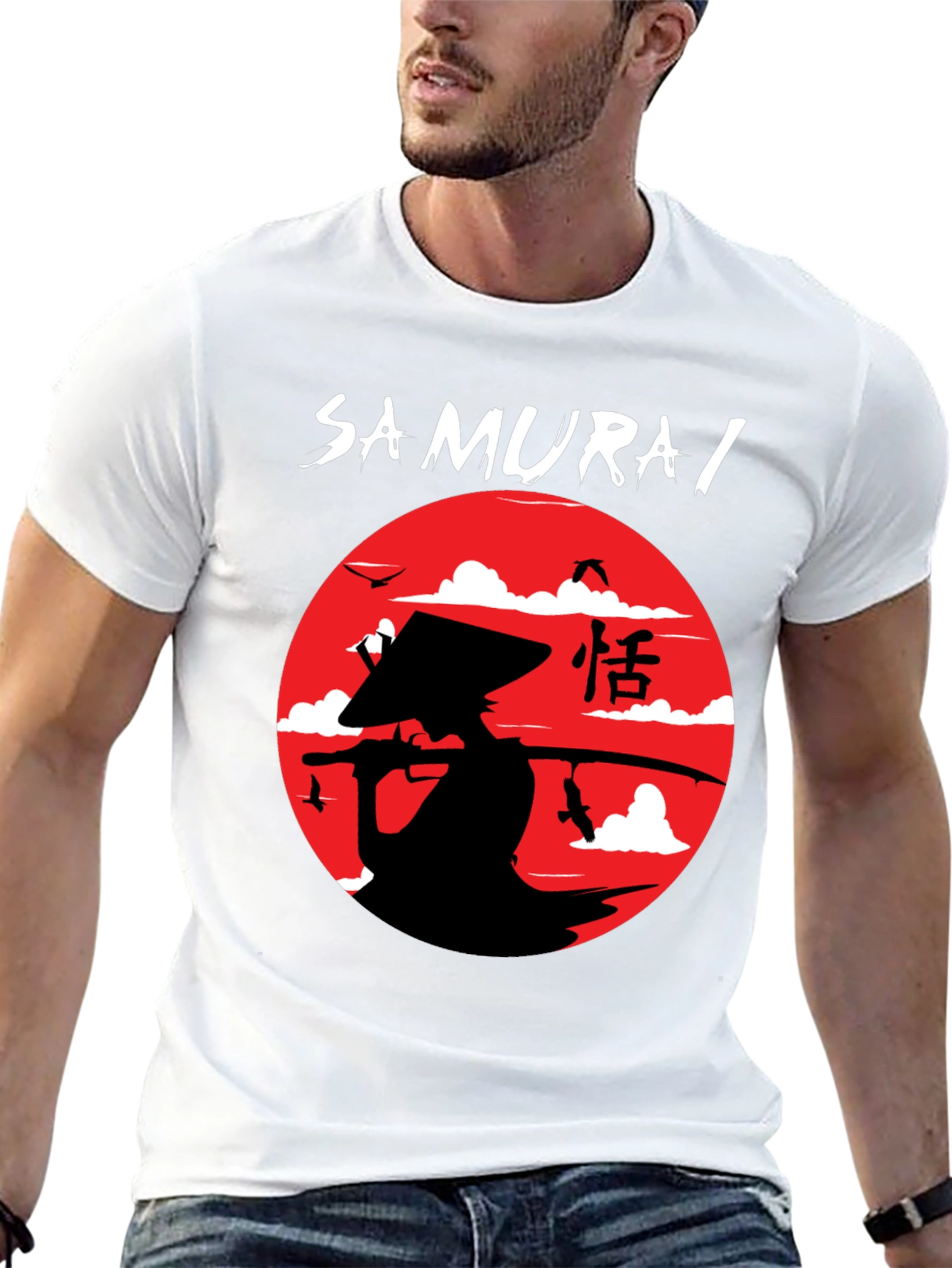 Samurai Graphic Print T-Shirt - Cotton Blend