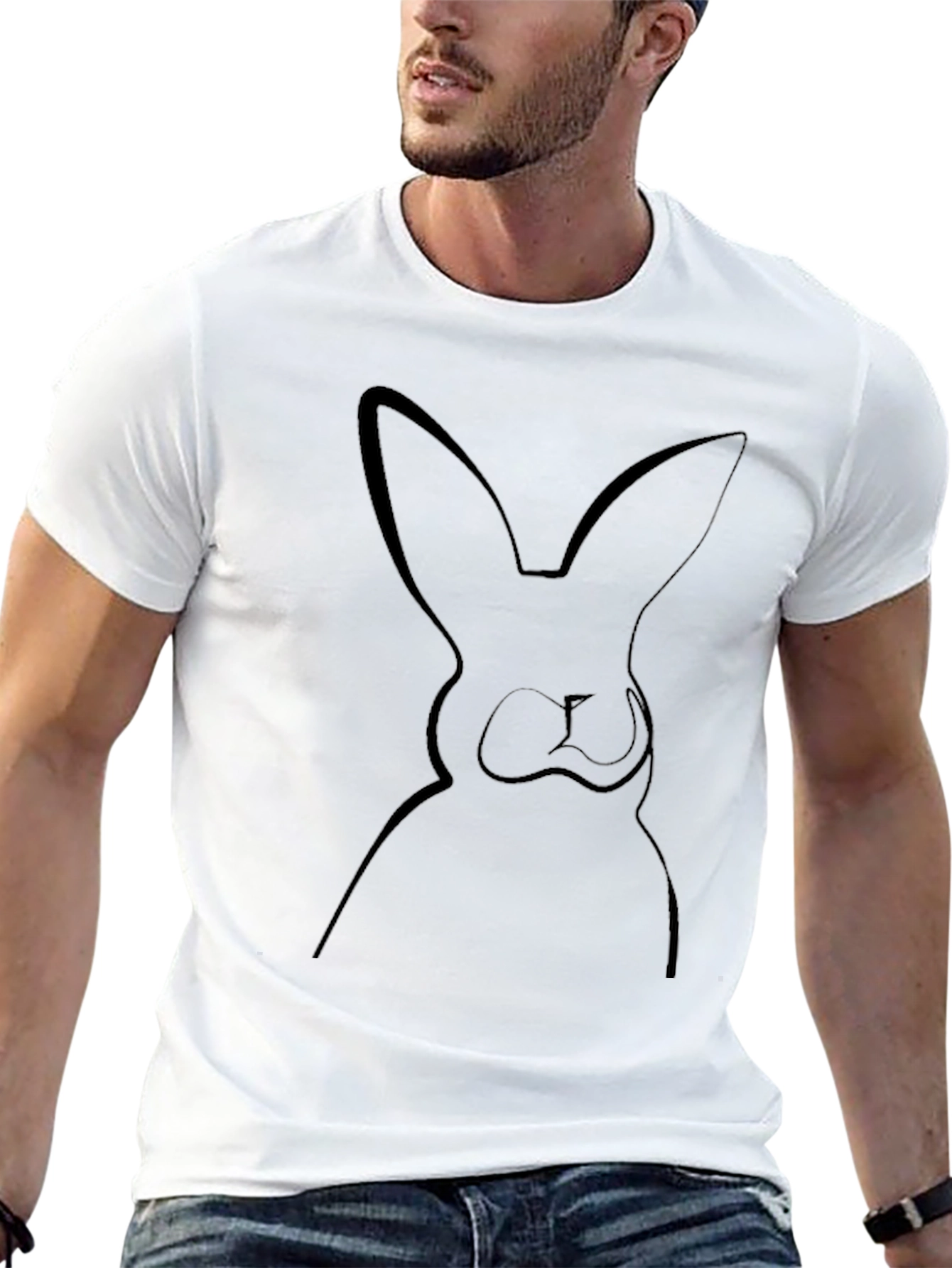 Black Bunny Outline Graphic Tee