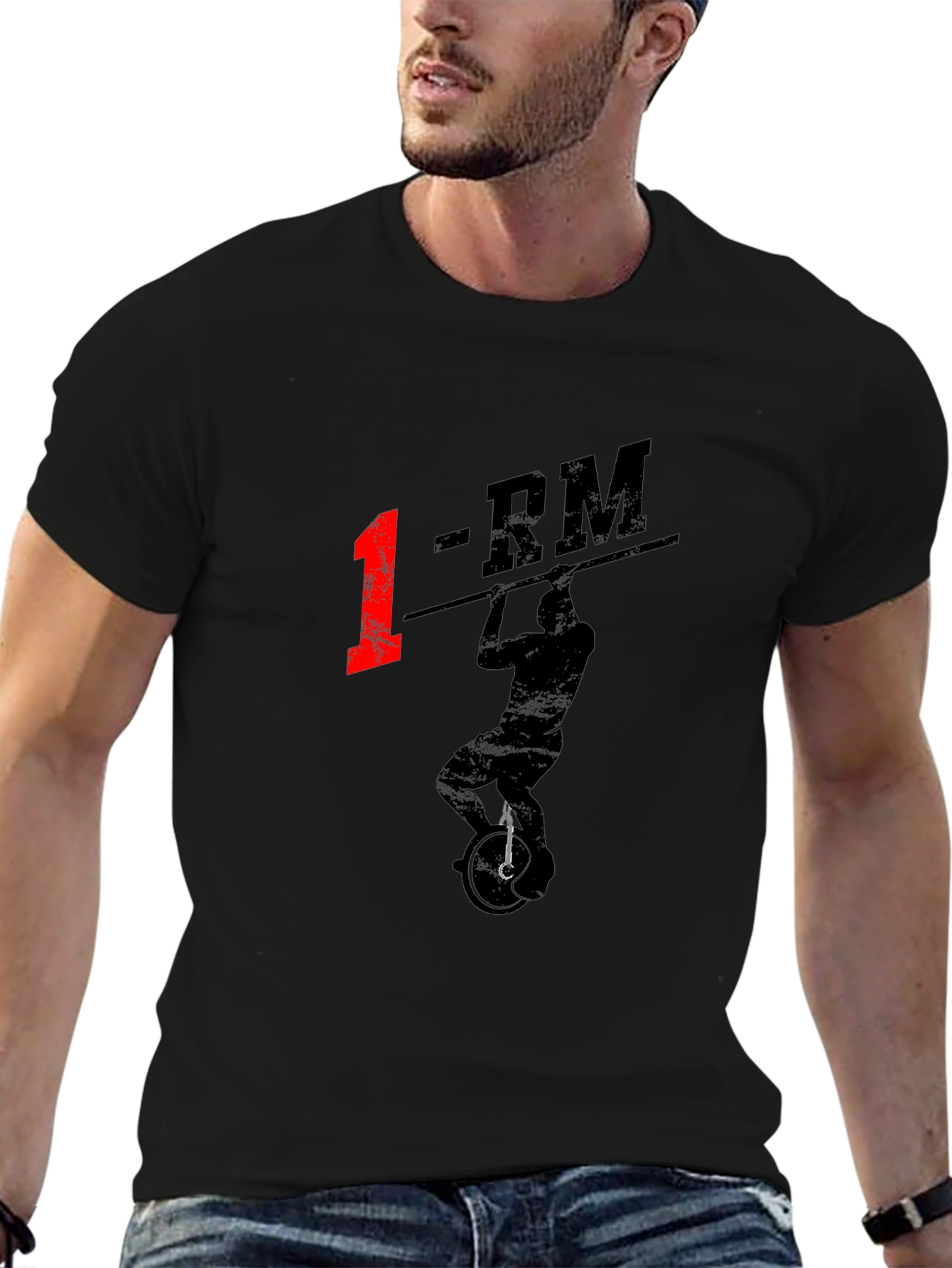 1-RM Unicyclist T-Shirt - Black Graphic Tee
