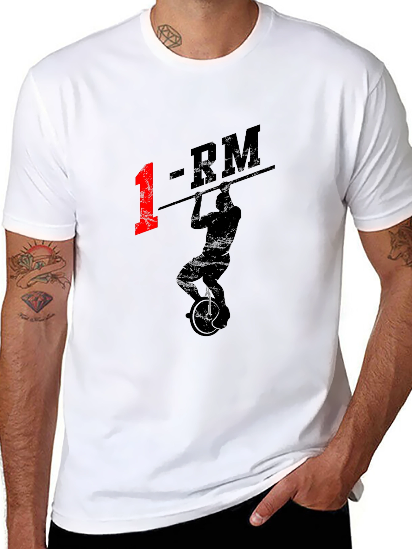 1-RM Unicyclist T-Shirt - Black Graphic Tee