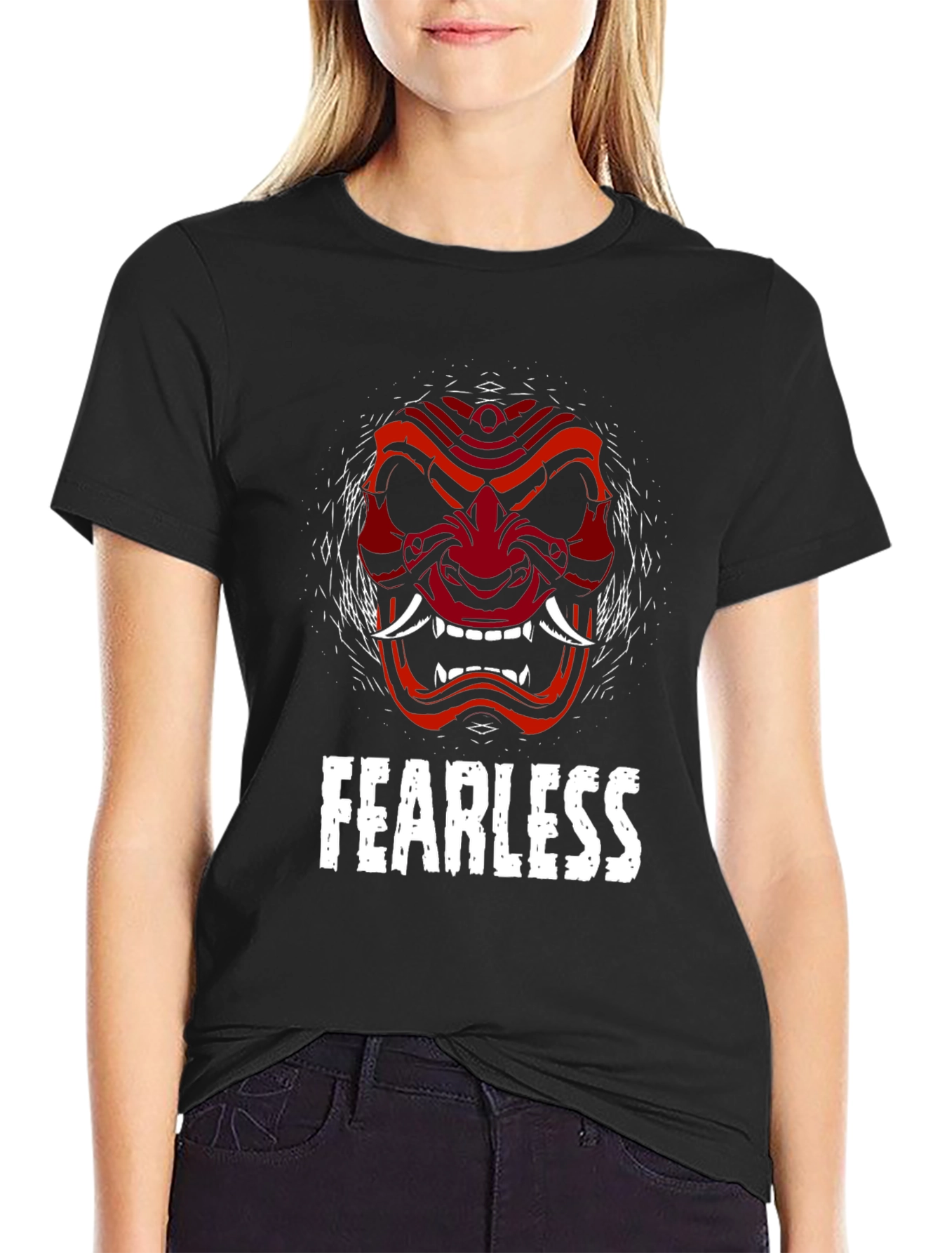 Fearless Oni Mask Graphic Tee - Black