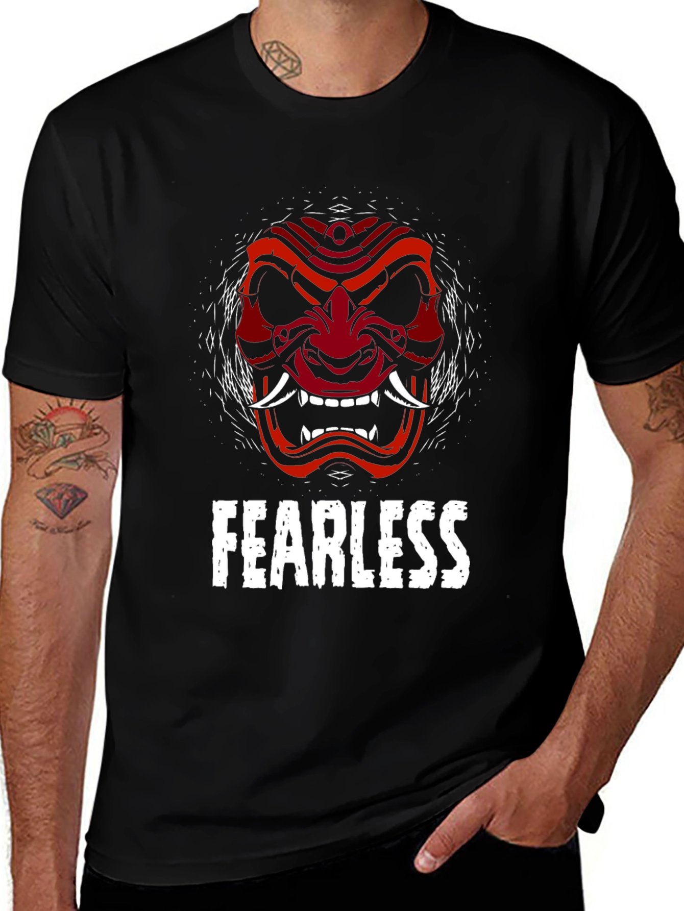 Fearless Oni Mask Graphic Tee - Black