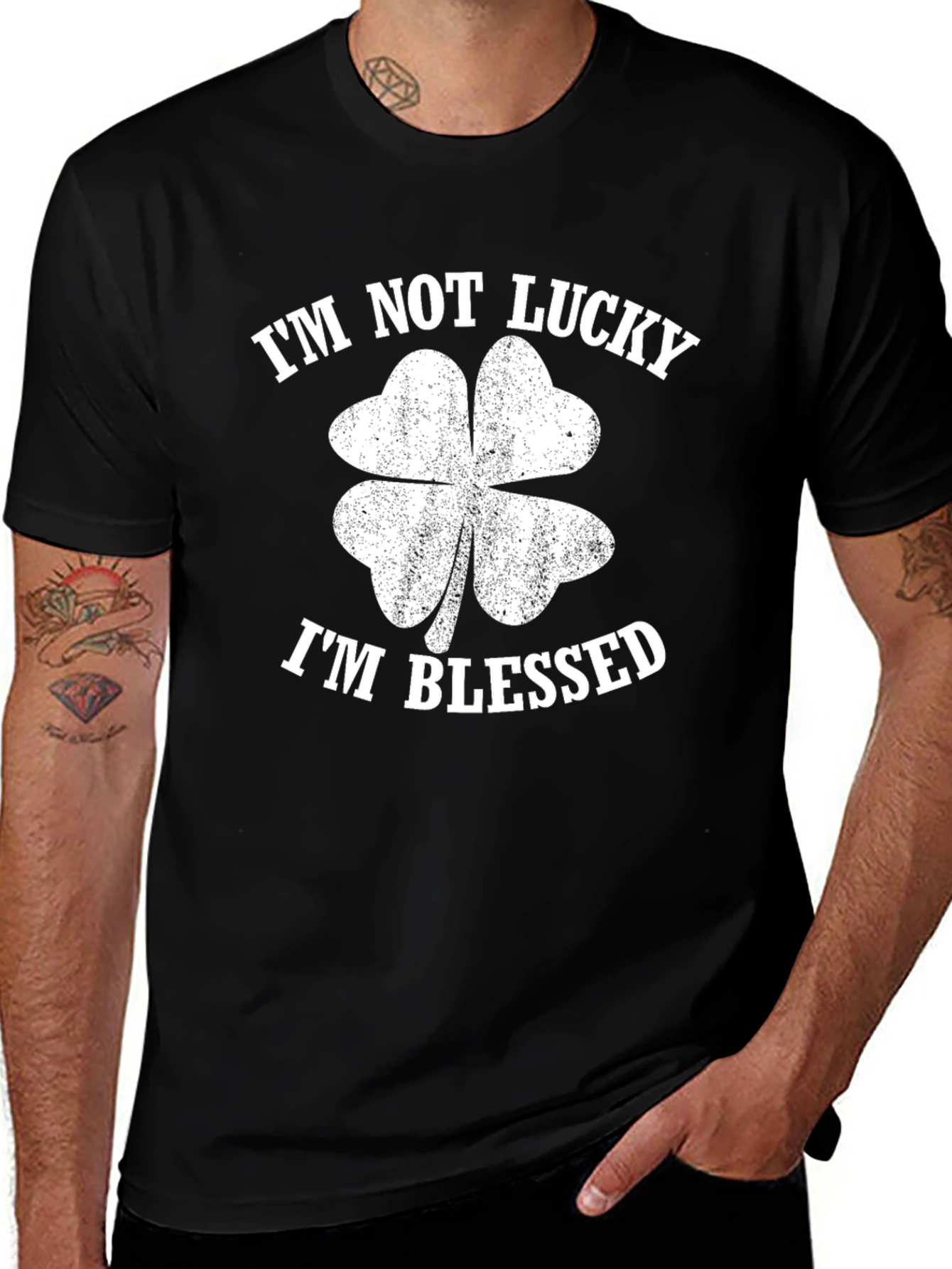 Im Not Lucky Im Blessed Black Graphic Tee