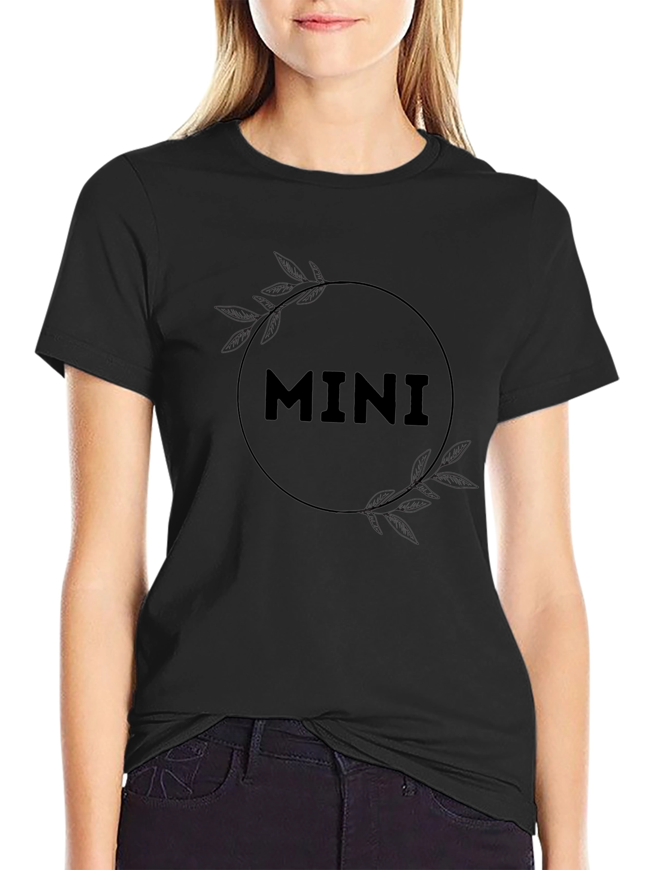 Black Mini Graphic Print Crew Neck T-Shirt