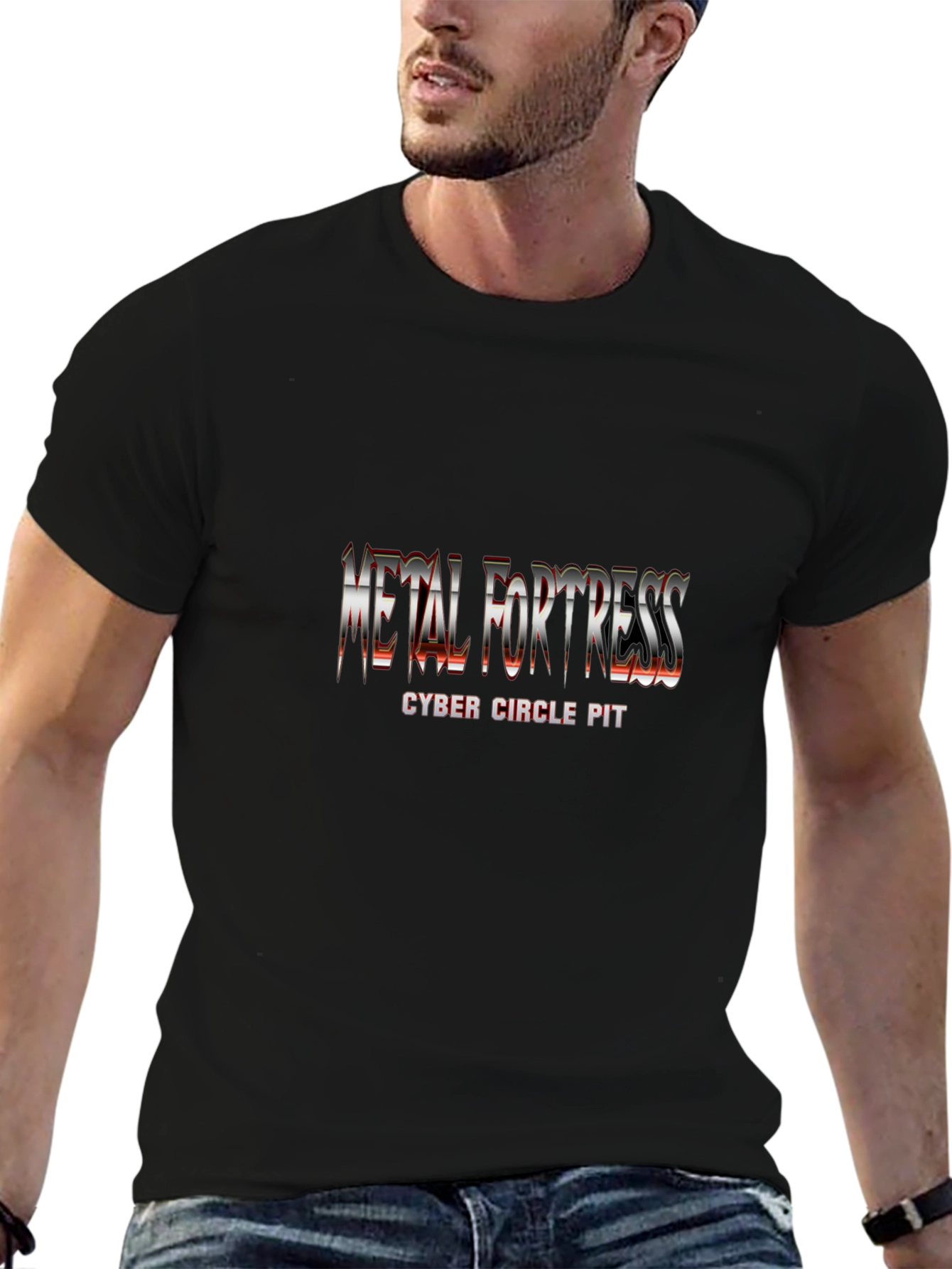 Metal Fortress Cyber Circle Pit Black T-Shirt