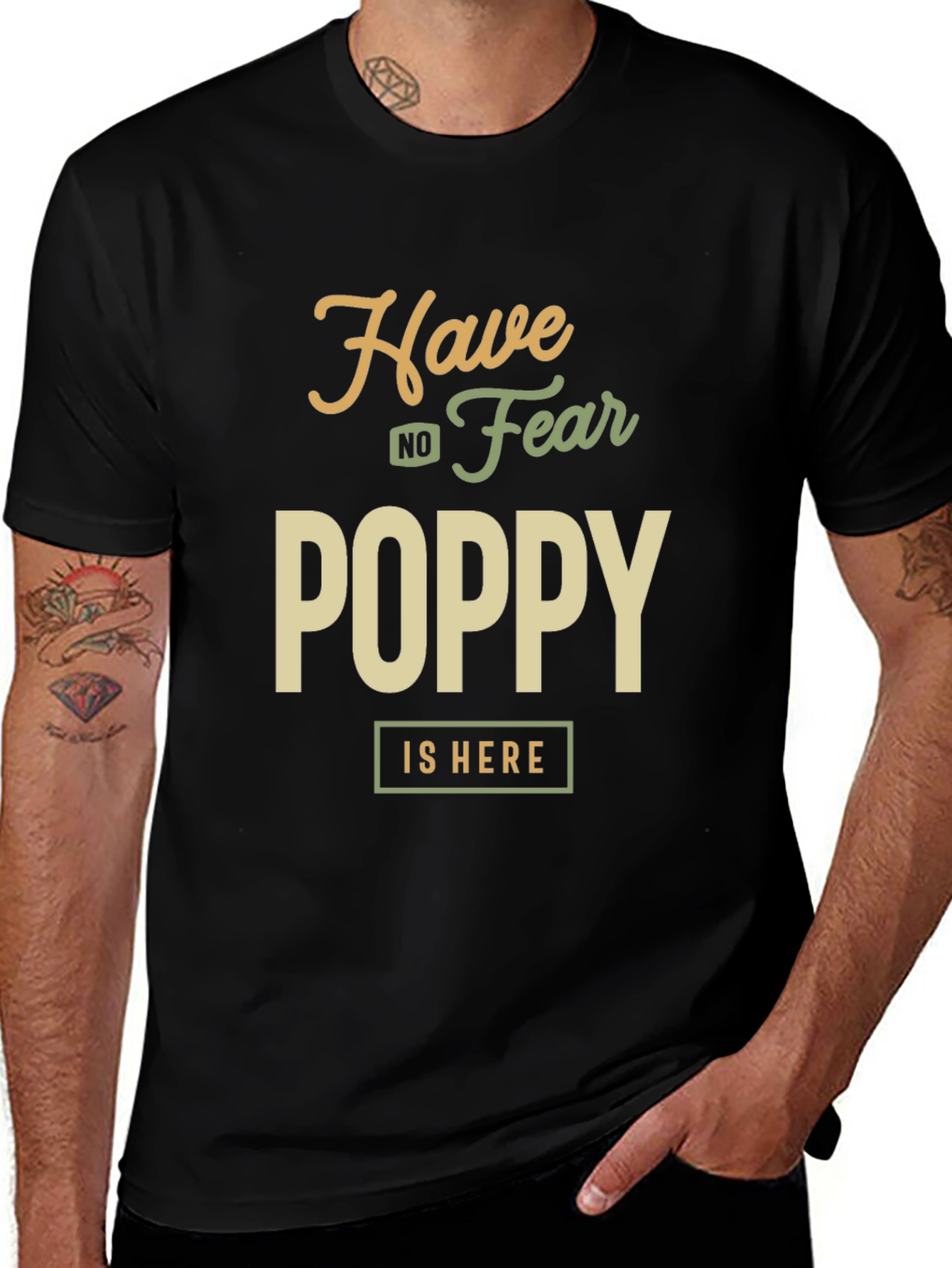 Have No Fear Poppy is Here Black T-Shirt