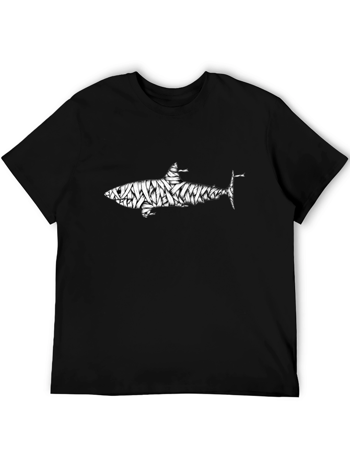 Shark Mummy Graphic Tee - Unique Black Cotton T-Shirt