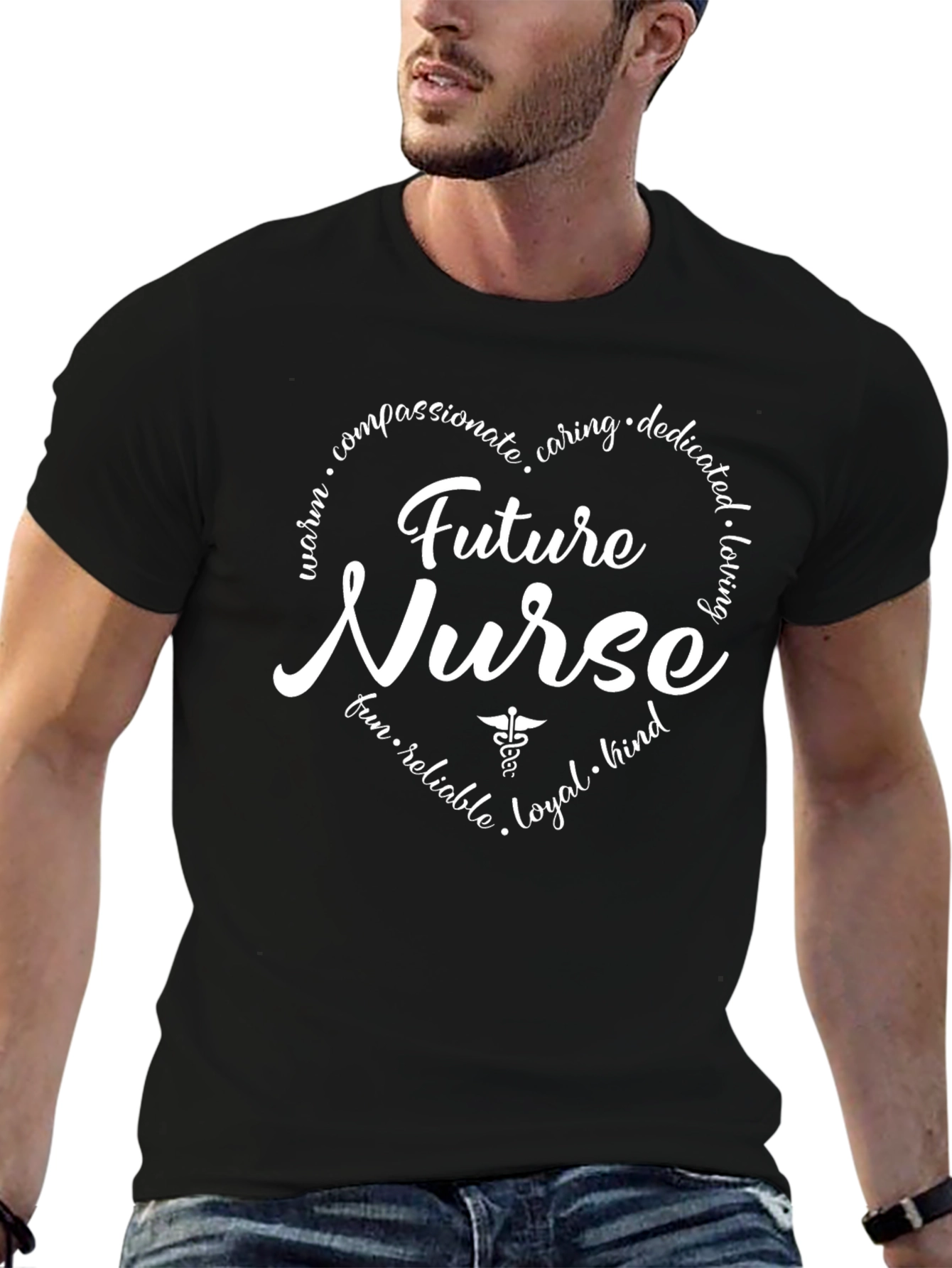 Future Nurse Heart Graphic T-Shirt - Black