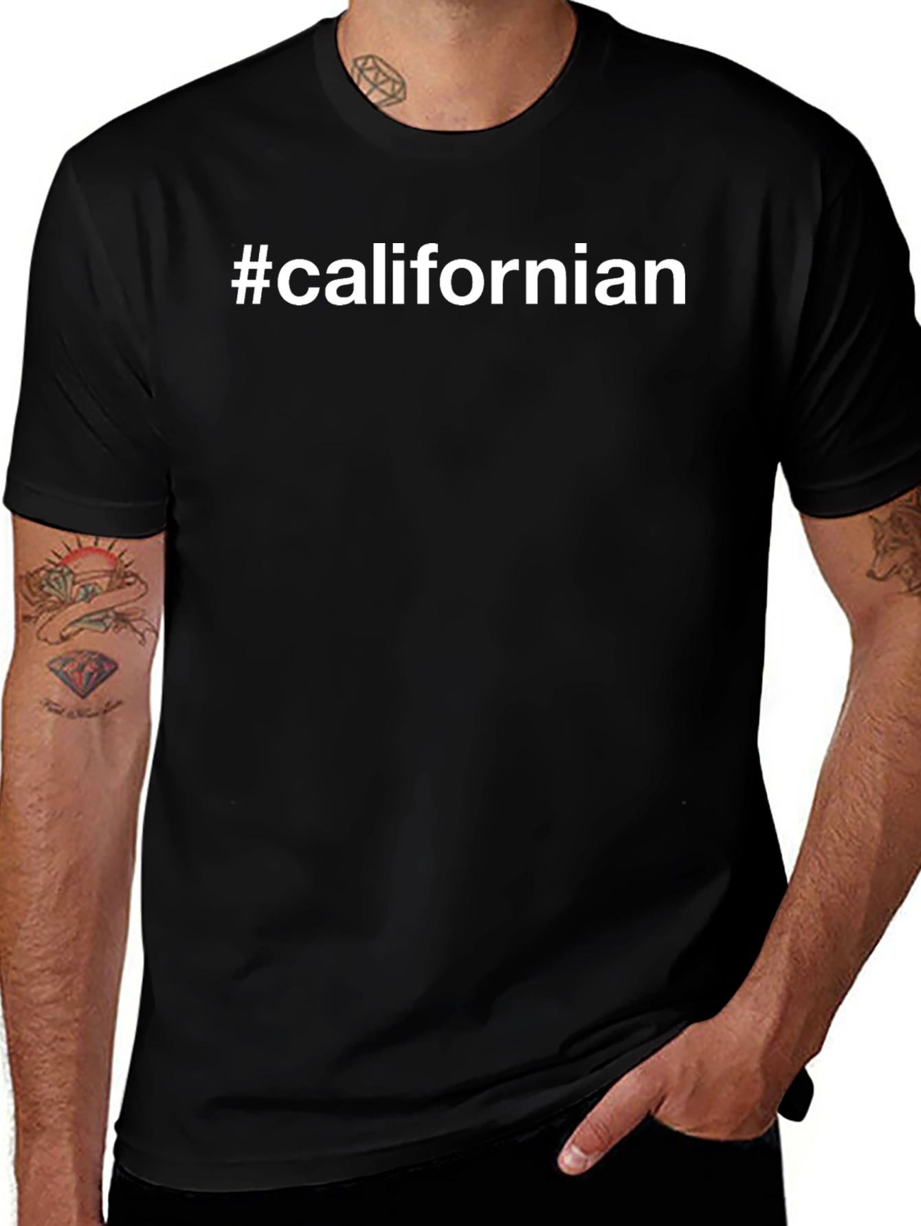 #californian Black Crew Neck T-Shirt