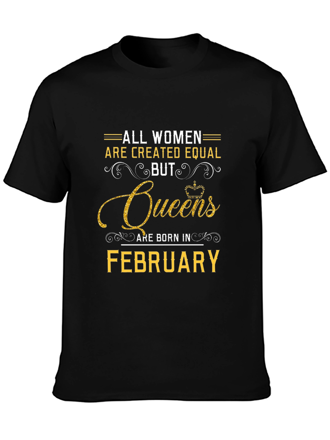 Queens Born In February Black T-Shirt