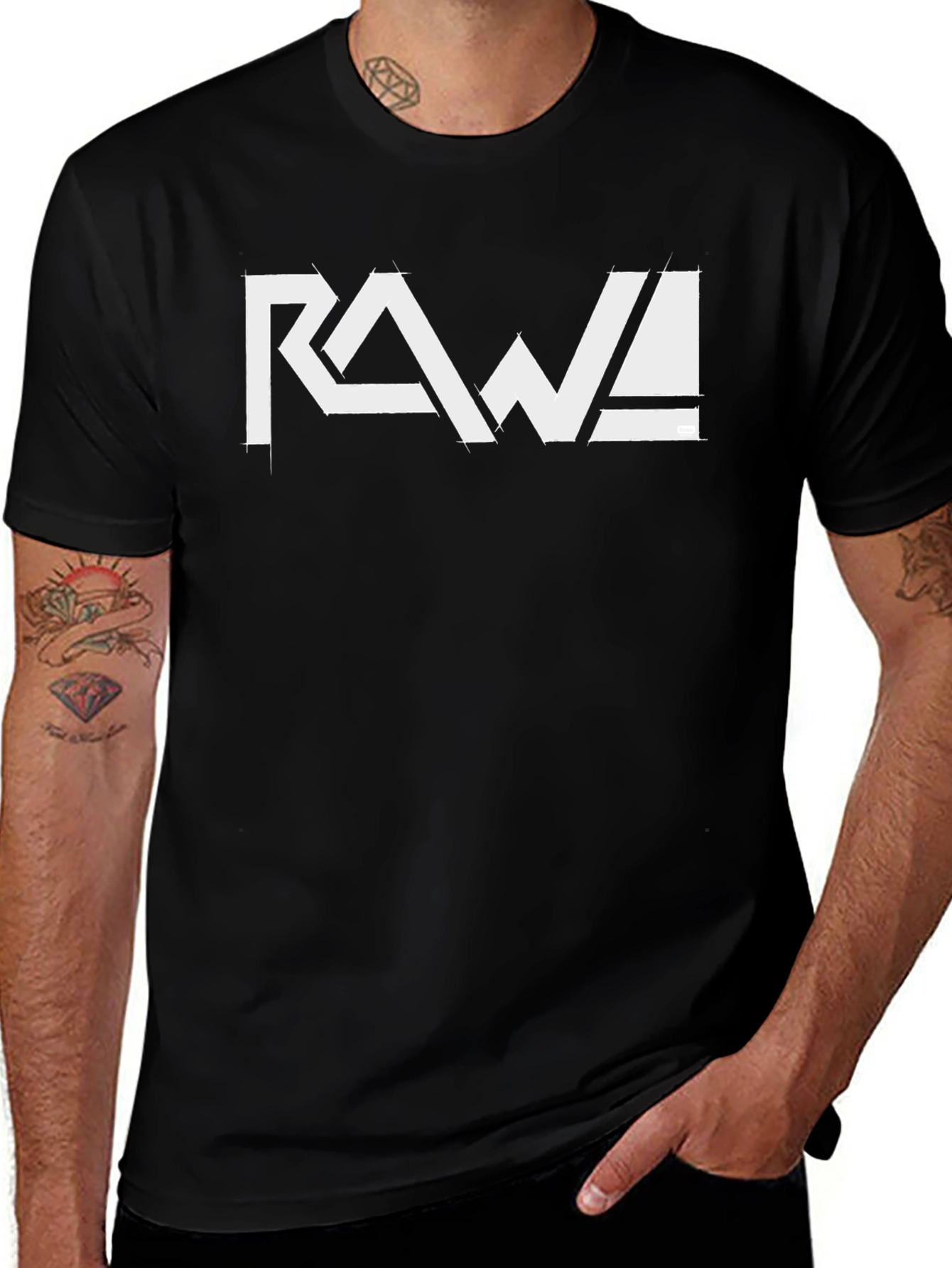 Black RAW! Graphic Tee - Cool Casual Style