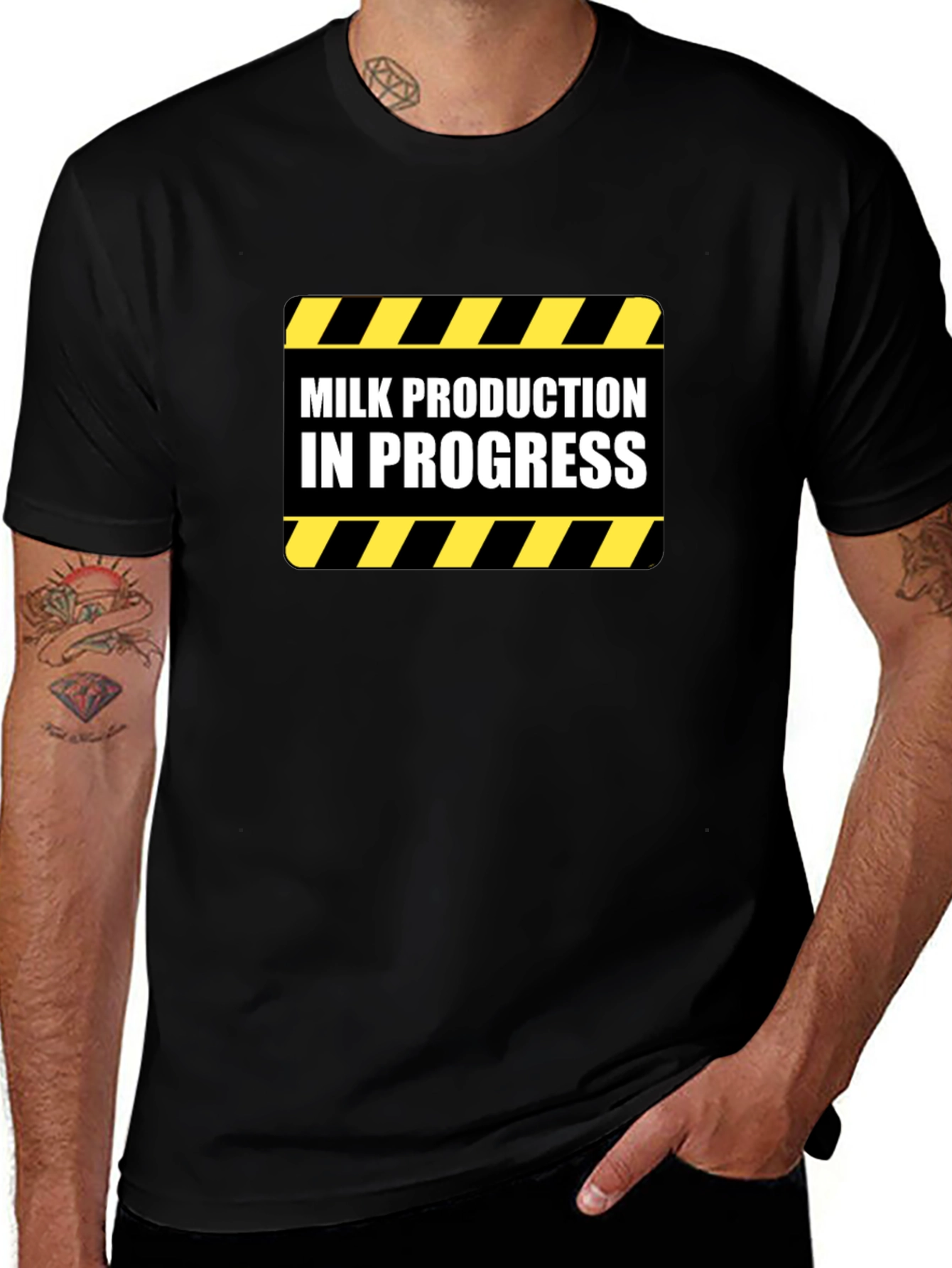 Milk Production In Progress Funny Graphic Tee