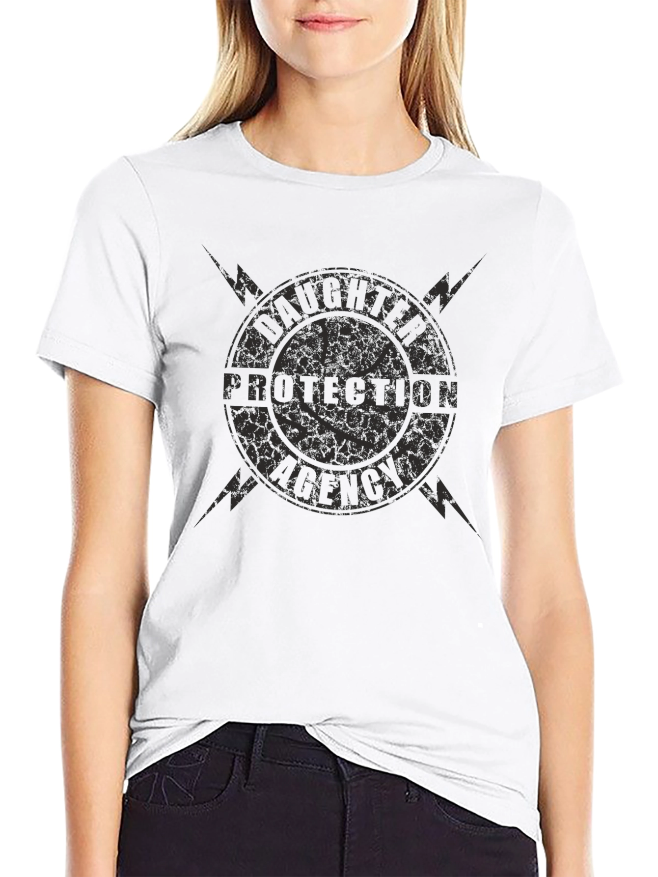 Distressed Daughter Protection Agency Graphic T-Shirt