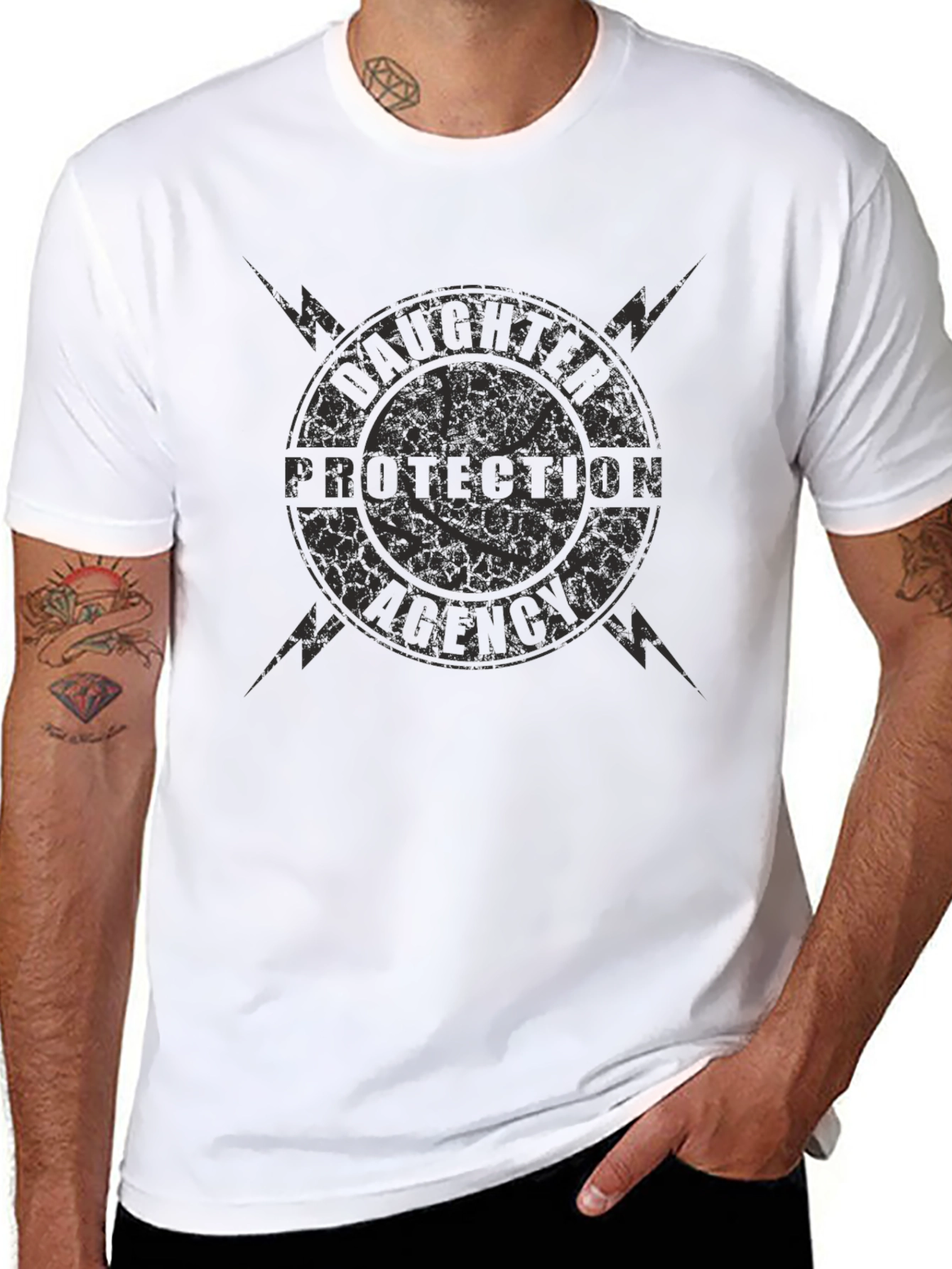 Distressed Daughter Protection Agency Graphic T-Shirt