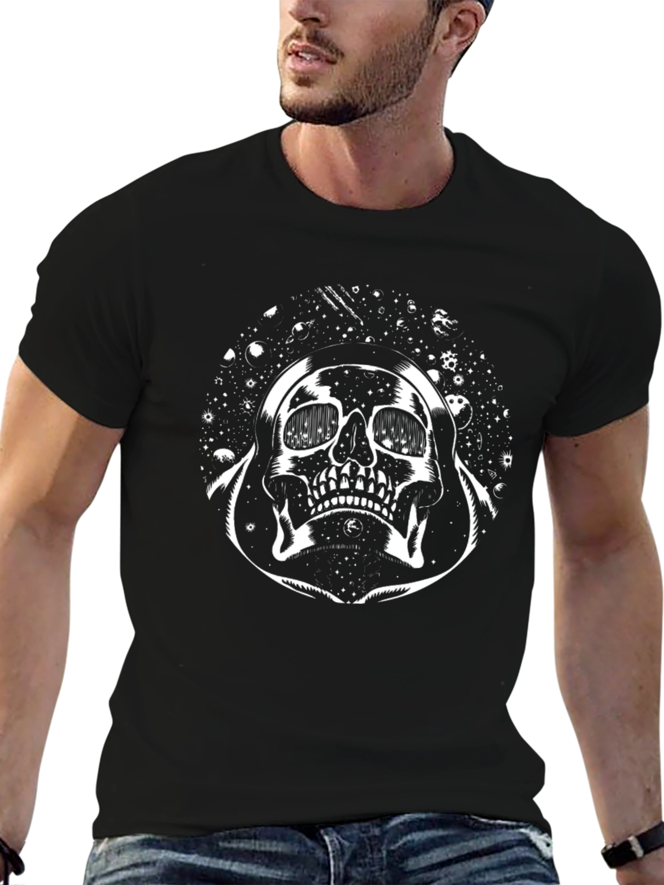 Skull Space Graphic Black Tee
