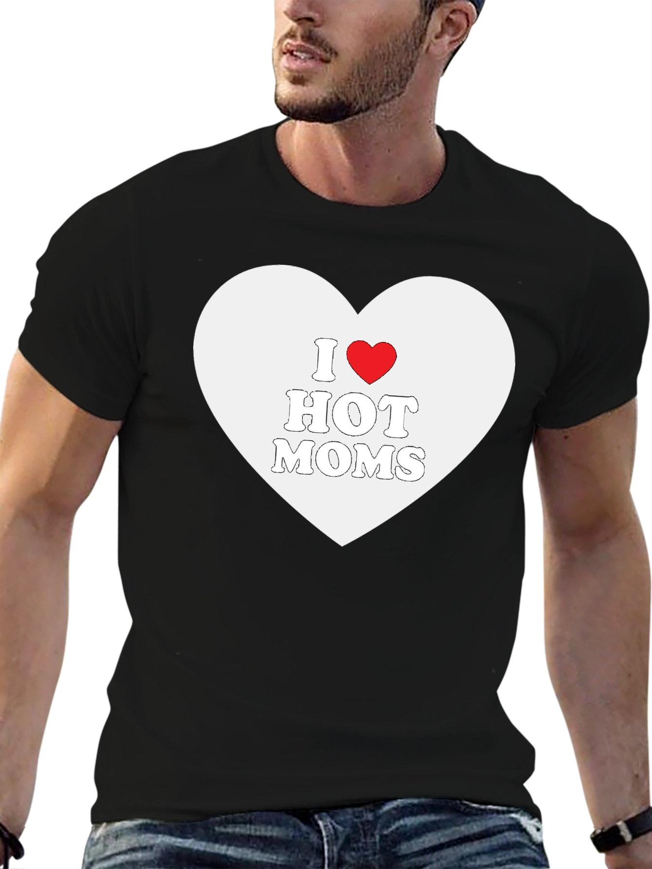 I Heart Hot Moms Black T-Shirt