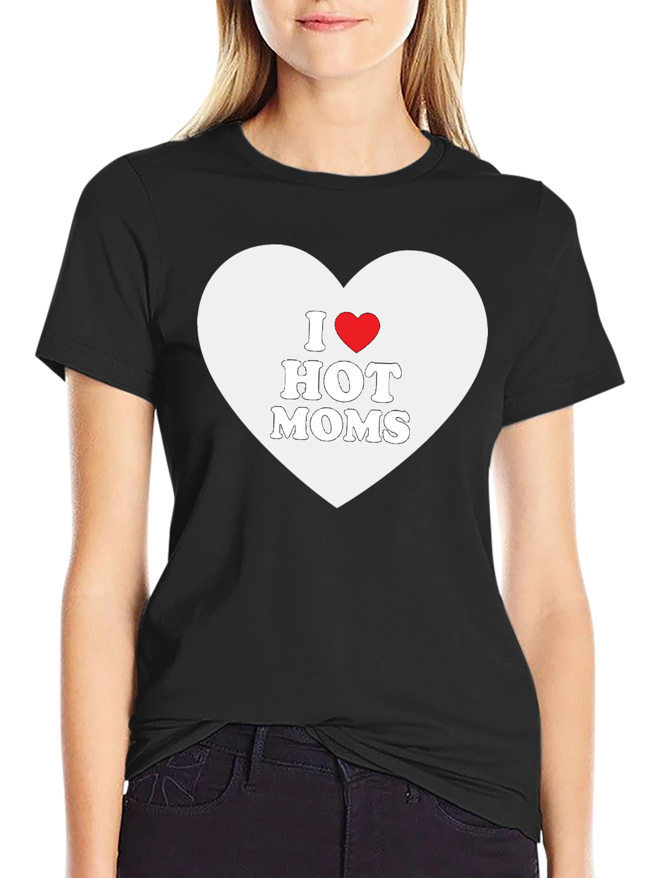 I Heart Hot Moms Black T-Shirt