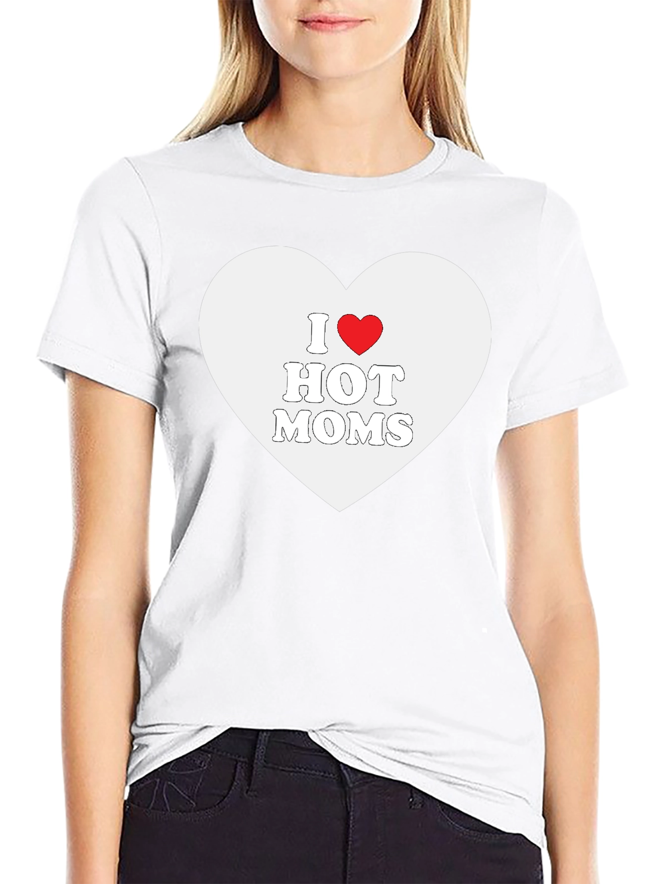 I Heart Hot Moms Black T-Shirt