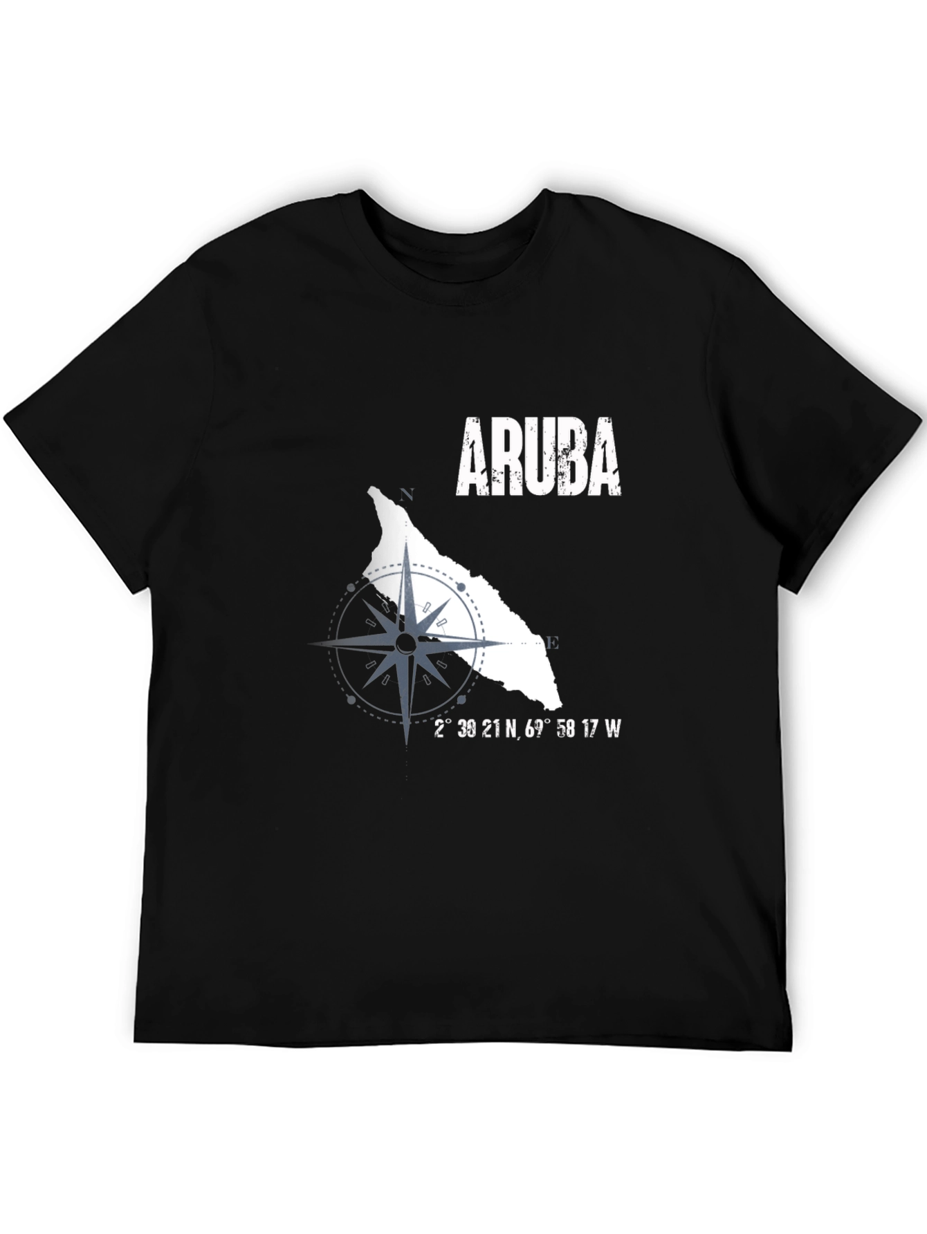 Aruba Compass Graphic Mens T-Shirt - Black