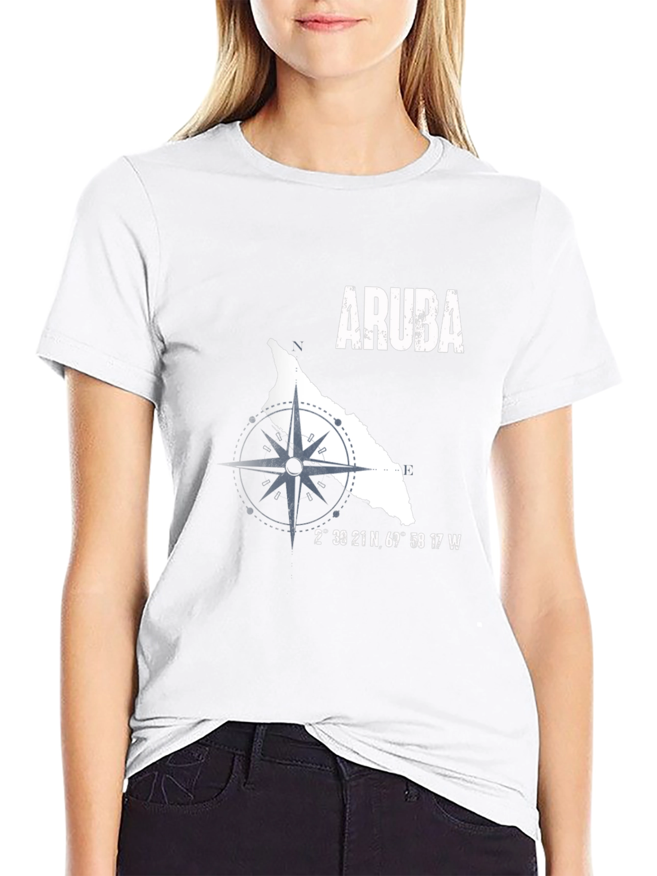 Aruba Compass Graphic Mens T-Shirt - Black