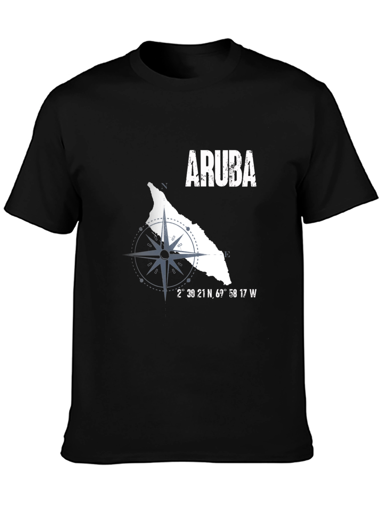 Aruba Compass Graphic Mens T-Shirt - Black
