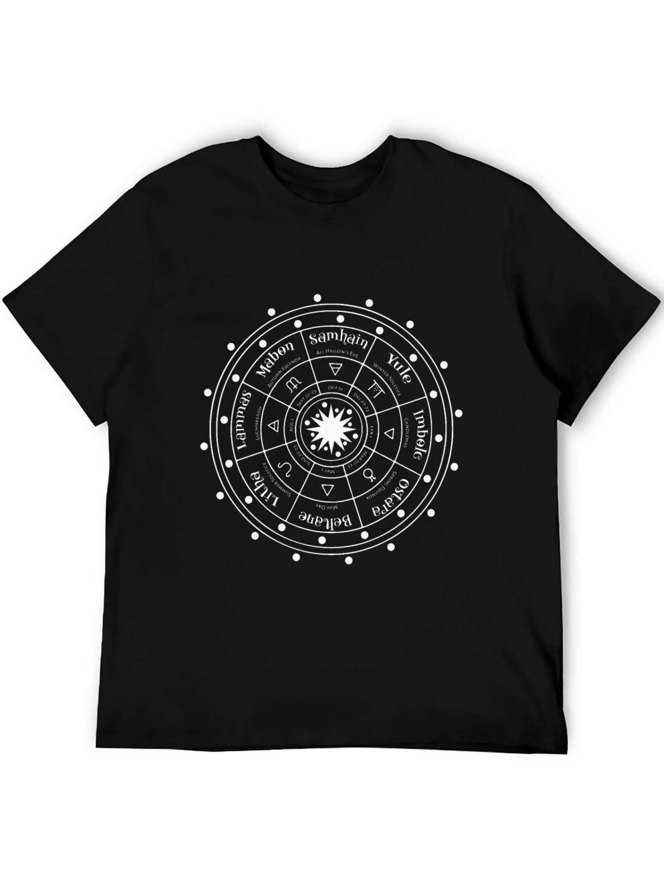 Wiccan Wheel of the Year Black T-Shirt