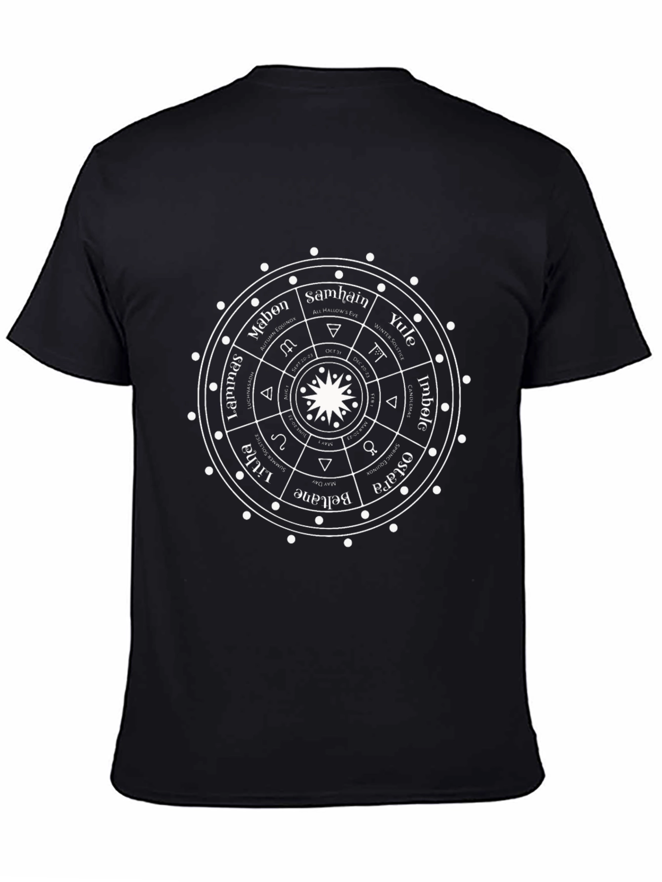 Wiccan Wheel of the Year Black T-Shirt