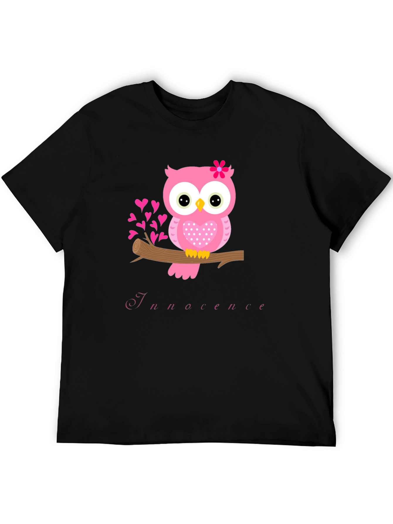 Owl Innocence T-Shirt - Cute Pink Bird Tee