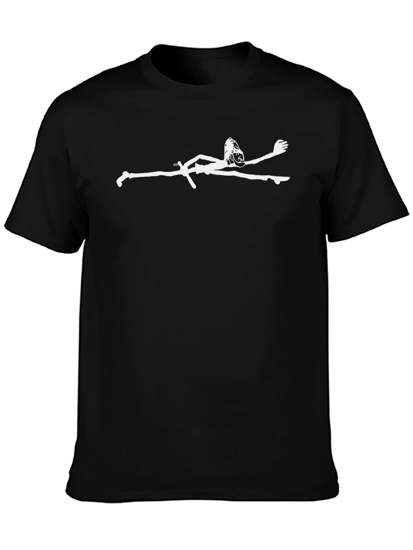 Black T-Shirt with White Swimmer Graphic