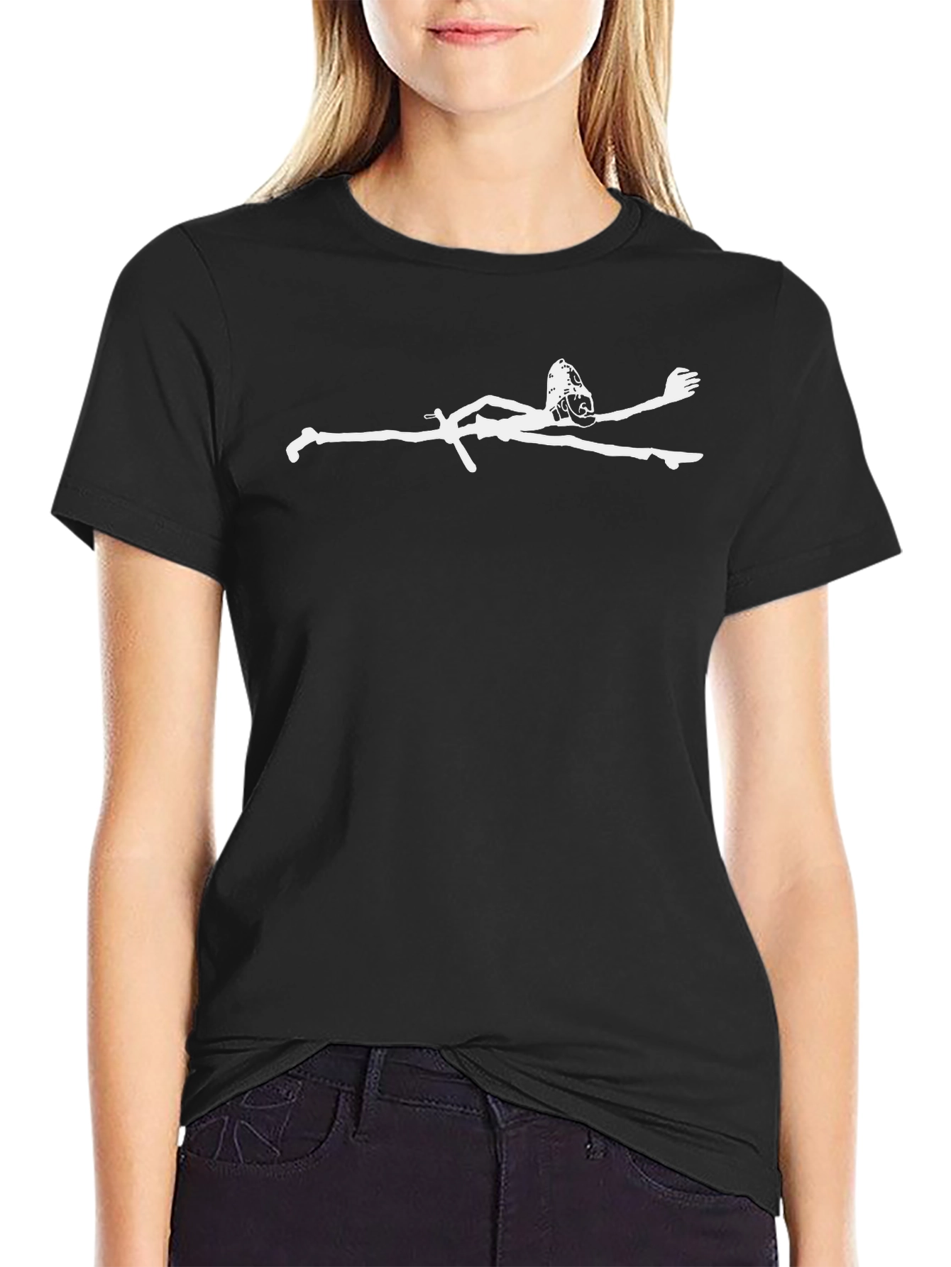 Black T-Shirt with White Swimmer Graphic
