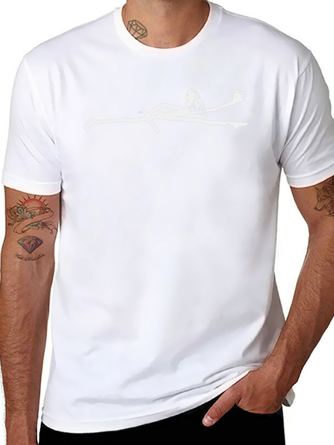Black T-Shirt with White Swimmer Graphic
