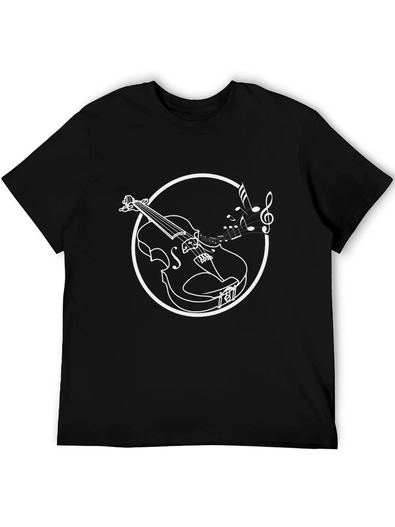 Musical Violin Graphic Tee - Black Cotton T-Shirt