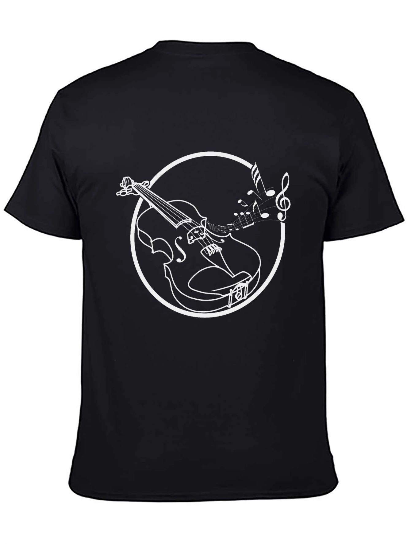 Musical Violin Graphic Tee - Black Cotton T-Shirt