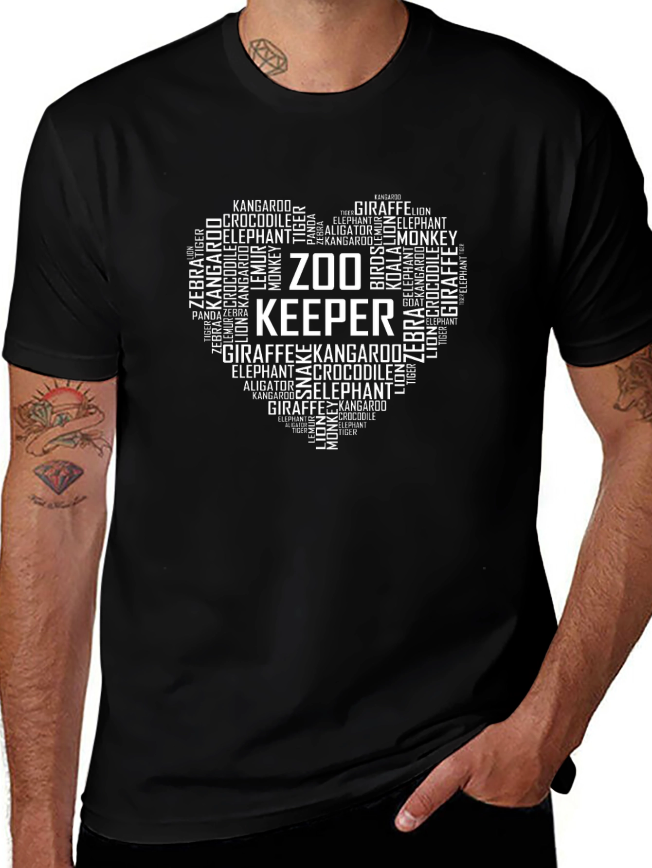 Zoo Keeper Word Art Heart T-Shirt
