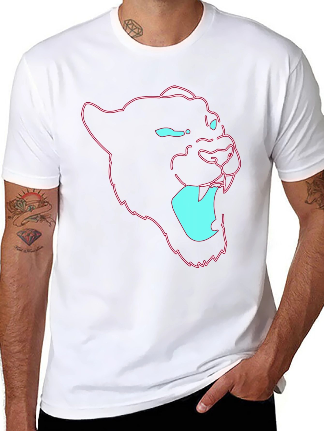 Neon Panther Graphic Tee - Mens Black T-Shirt