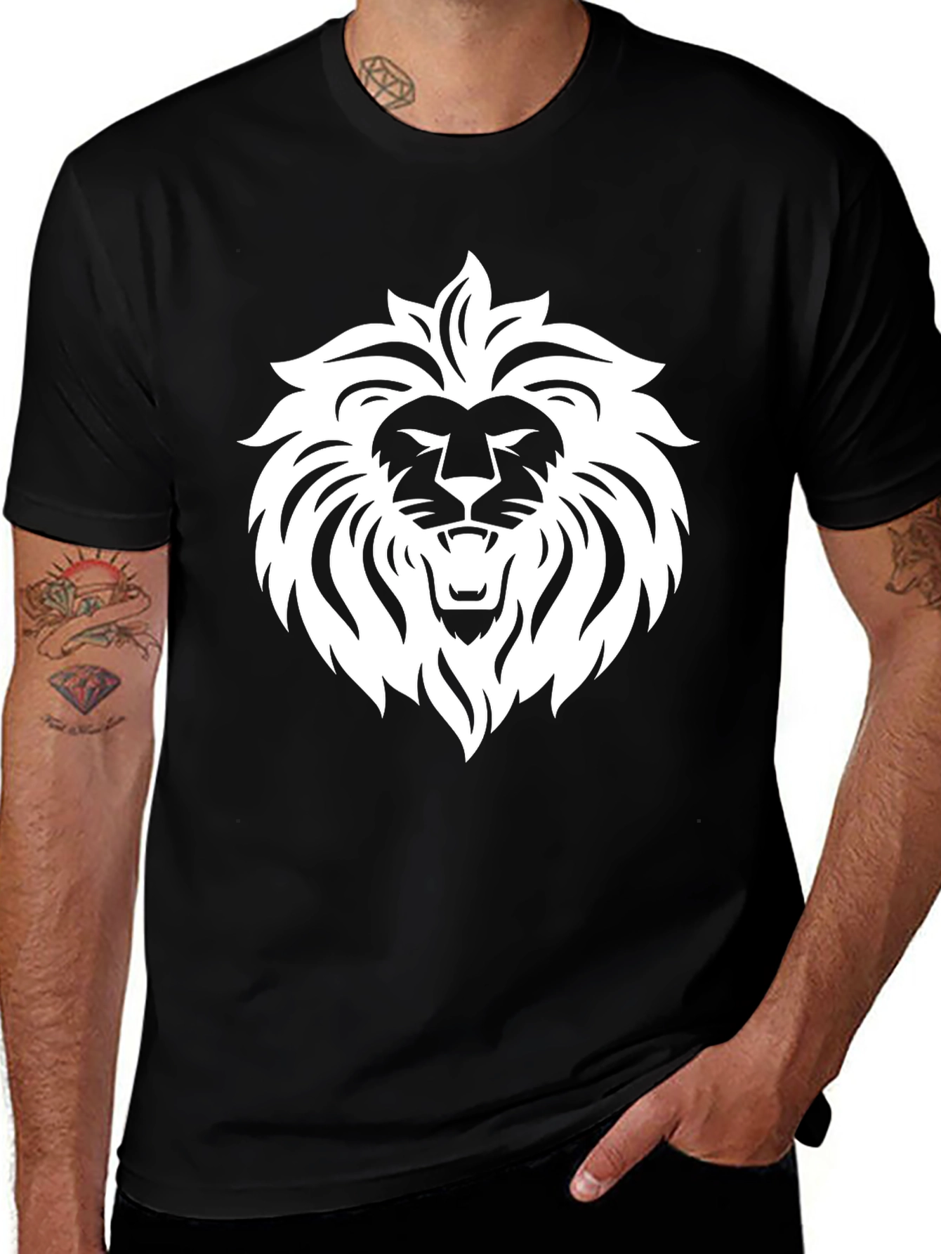 Bold Lion Graphic Black T-Shirt