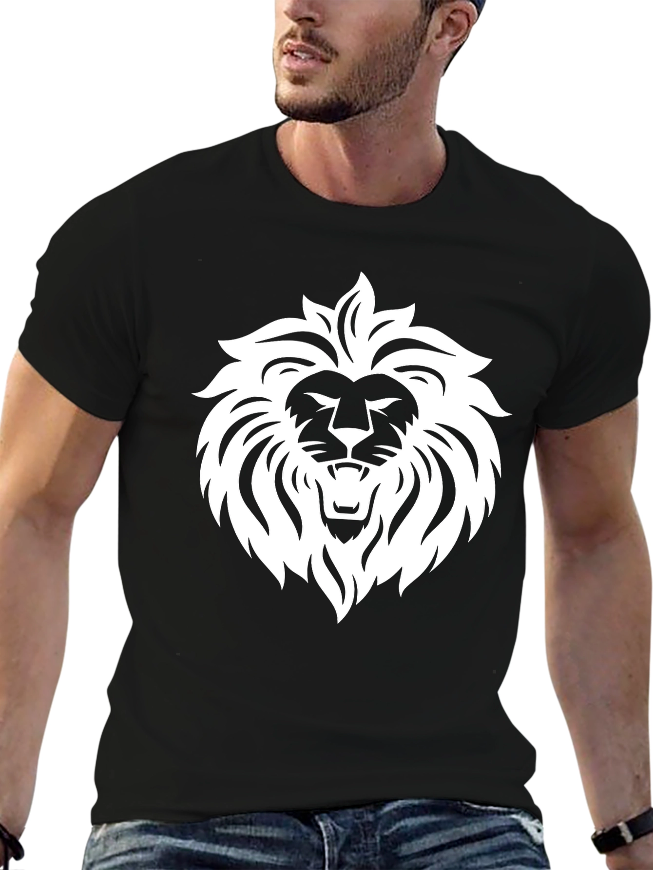 Bold Lion Graphic Black T-Shirt