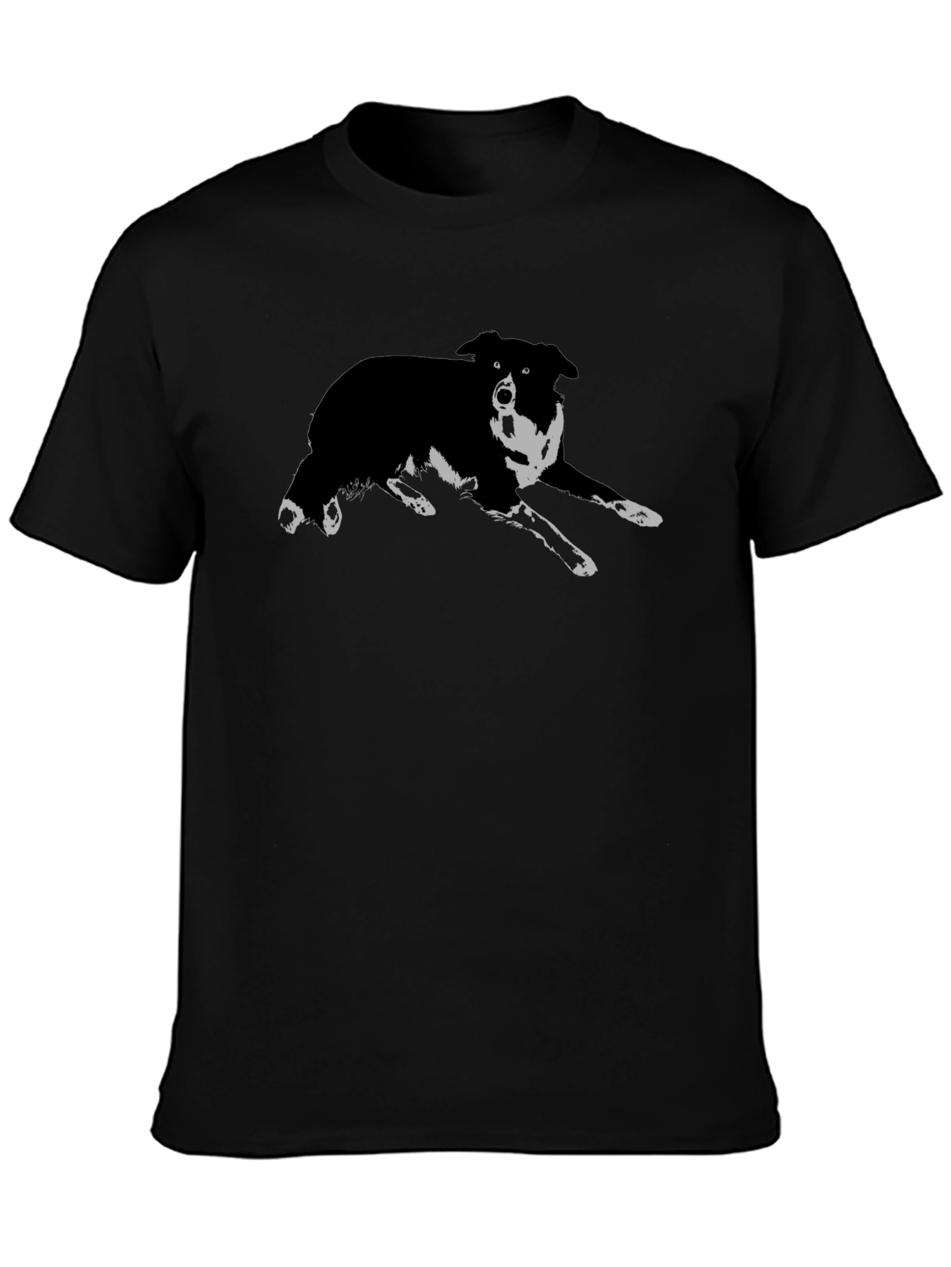 Black Dog Graphic T-Shirt - Collie Design