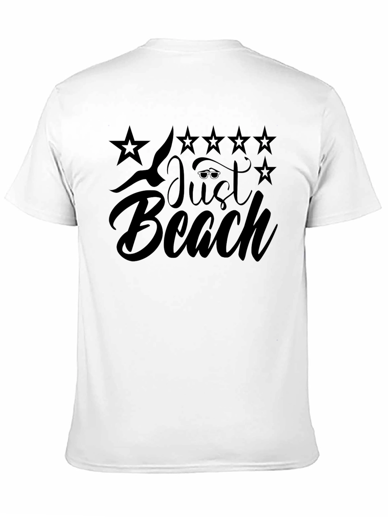 Just Beach Black T-Shirt - Relaxed Summer Vibes