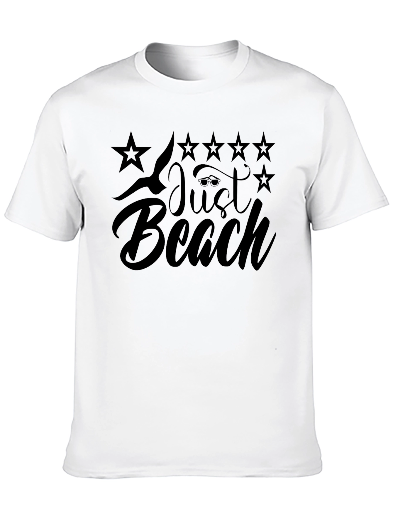 Just Beach Black T-Shirt - Relaxed Summer Vibes