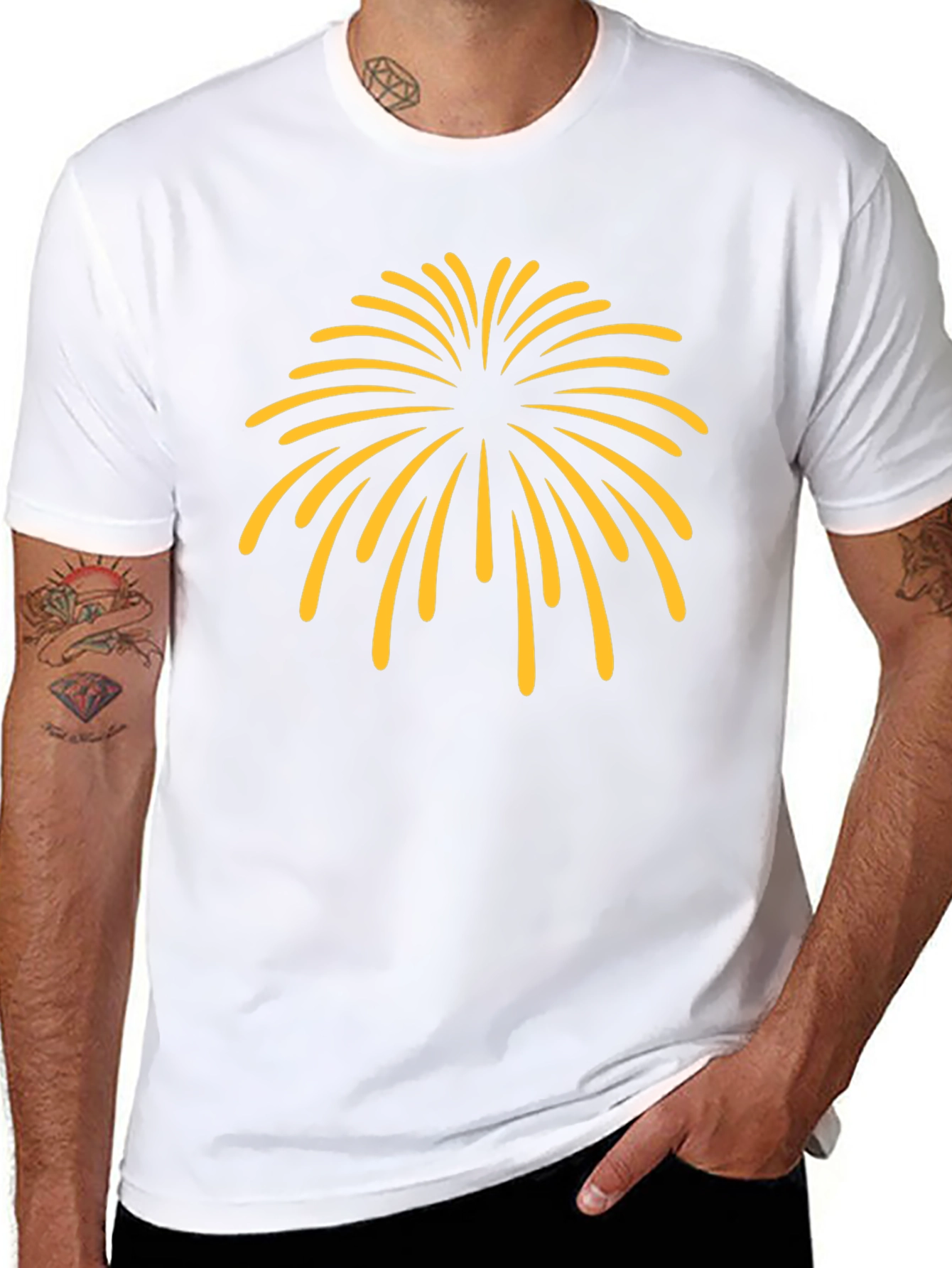 Black T-Shirt with Firework Design