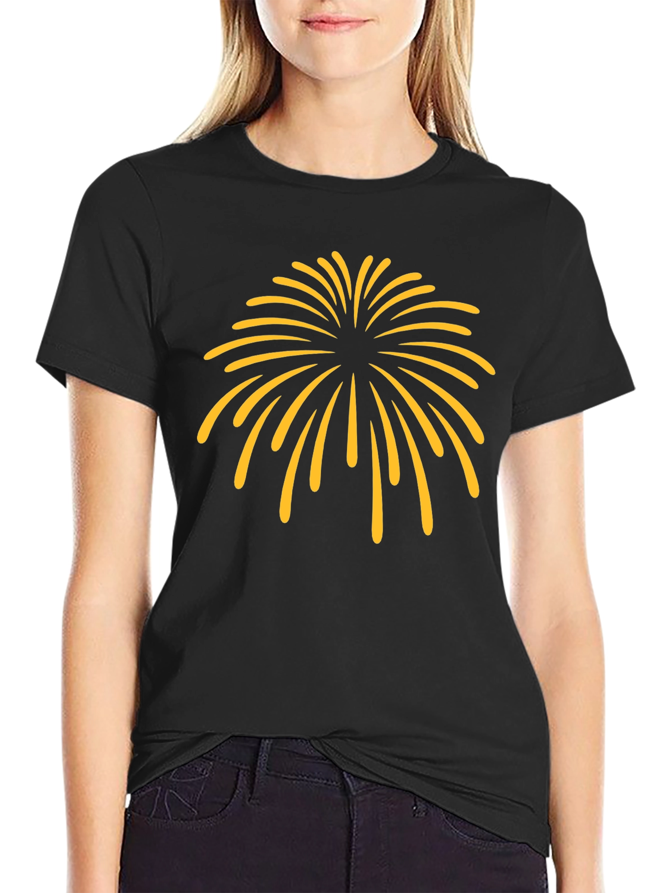 Black T-Shirt with Firework Design
