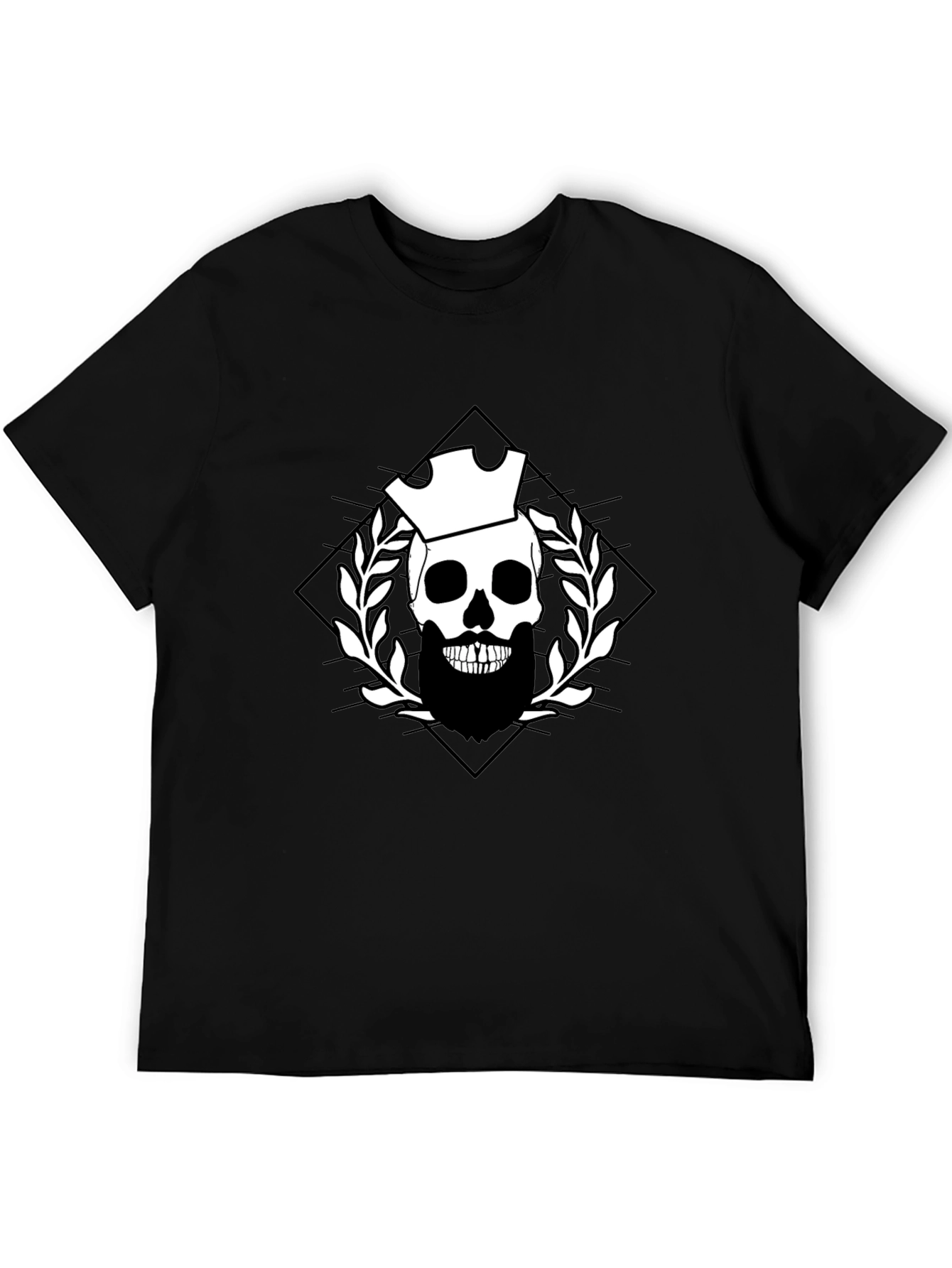 Skull & Crown Graphic Tee - Black Cotton