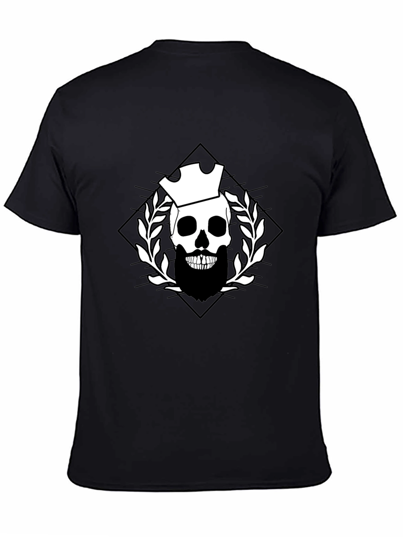 Skull & Crown Graphic Tee - Black Cotton