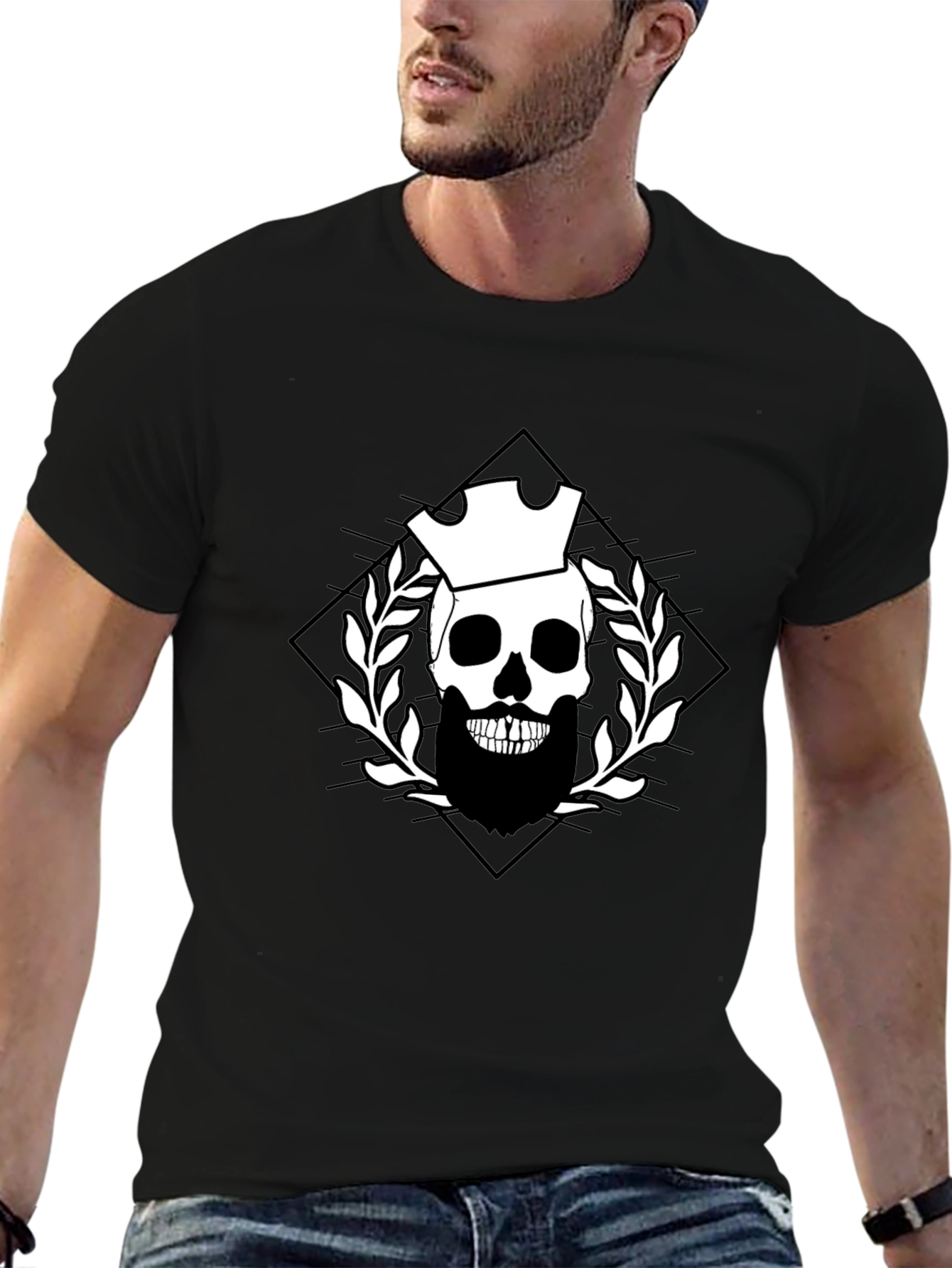 Skull & Crown Graphic Tee - Black Cotton