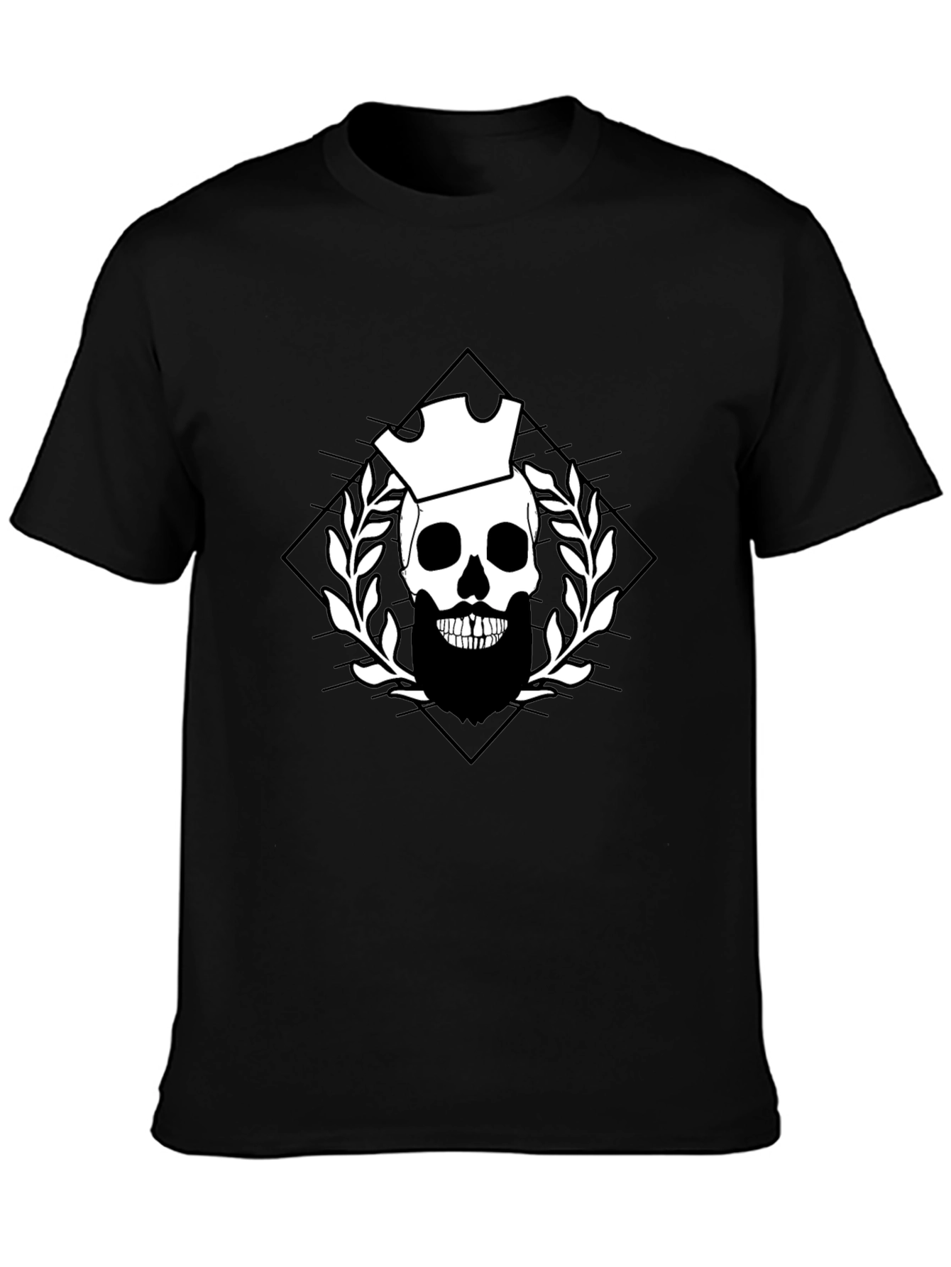 Skull & Crown Graphic Tee - Black Cotton