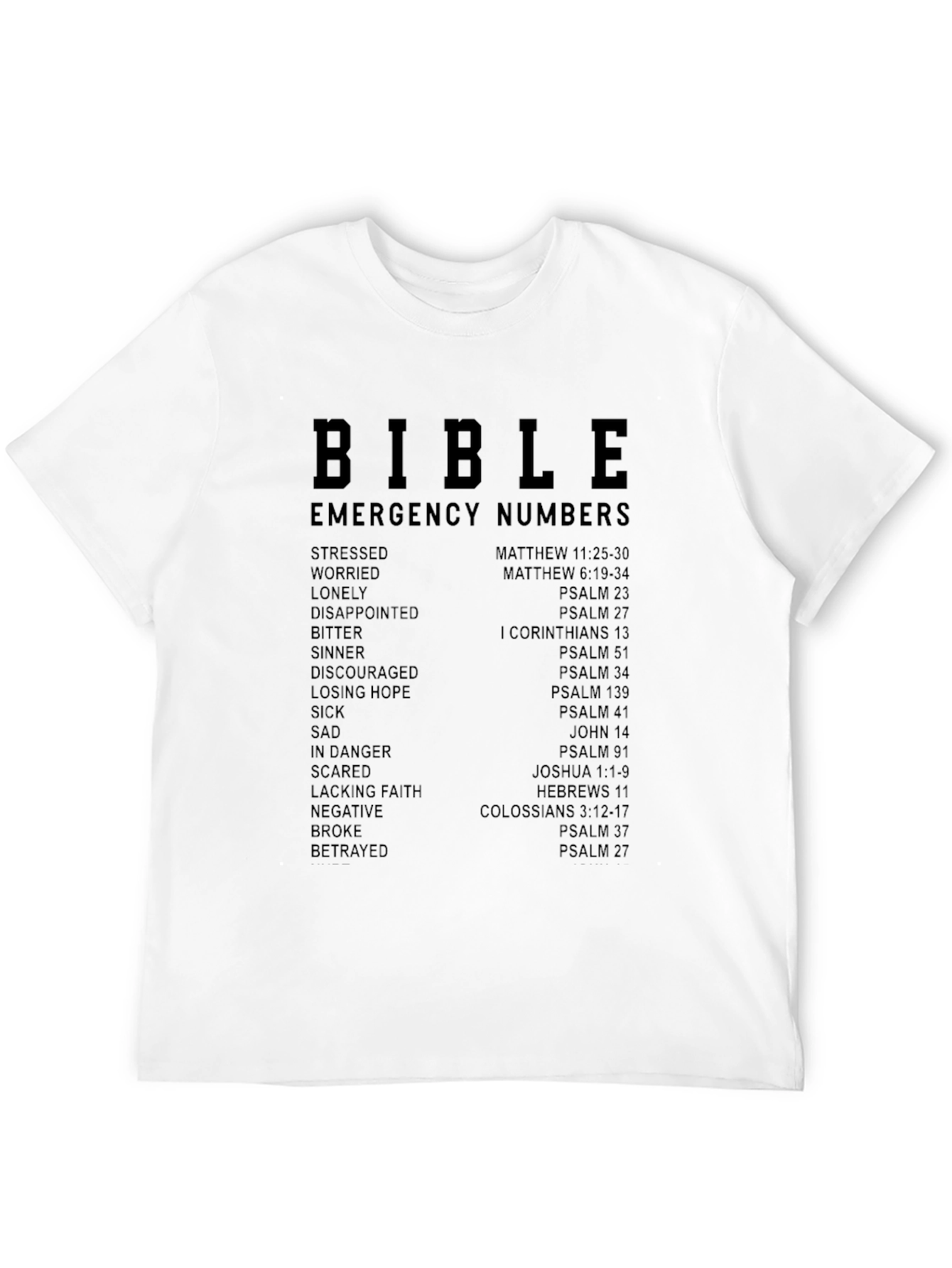 Bible Emergency Numbers T-Shirt
