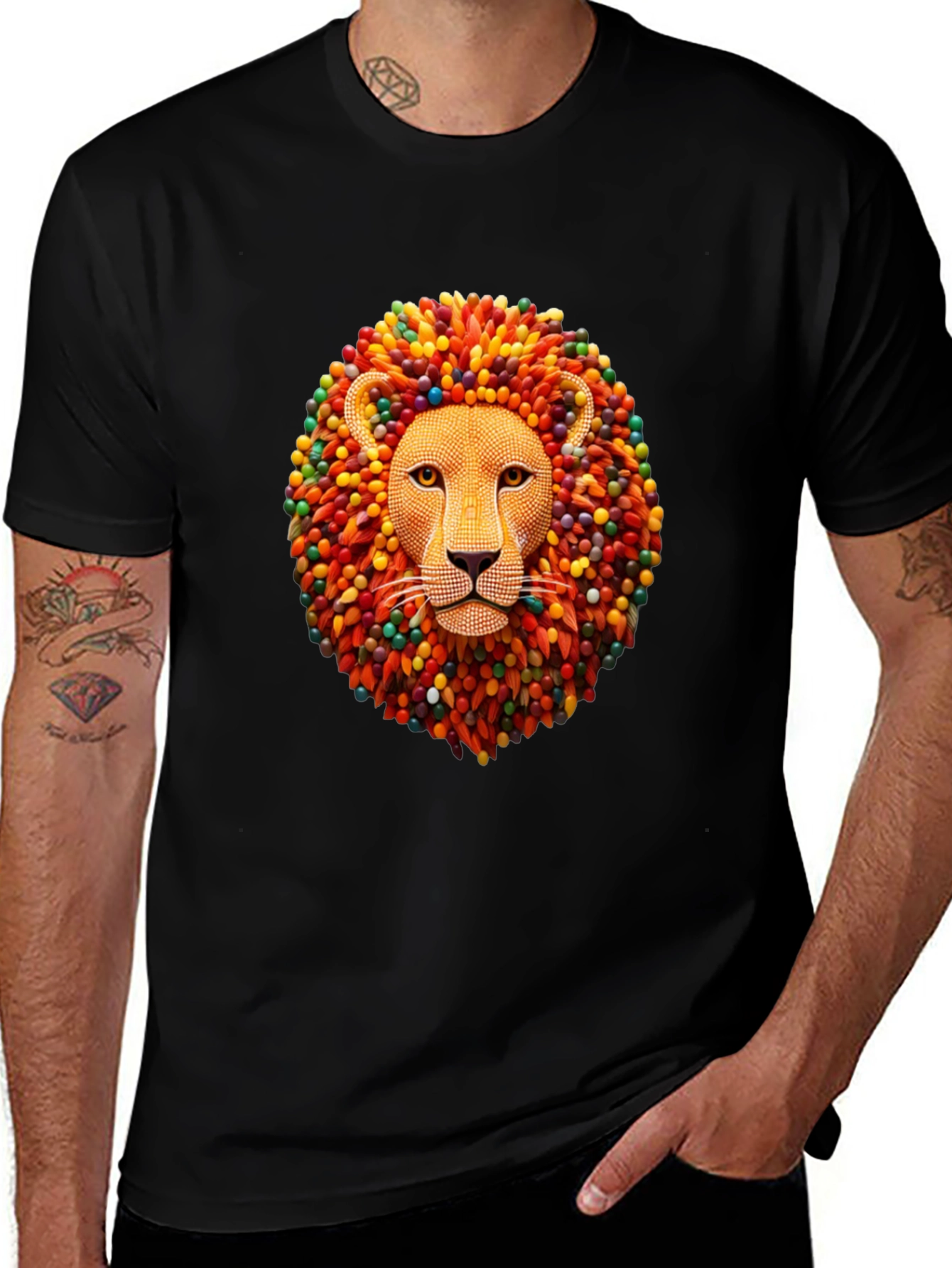 Lion Head Graphic Black T-Shirt