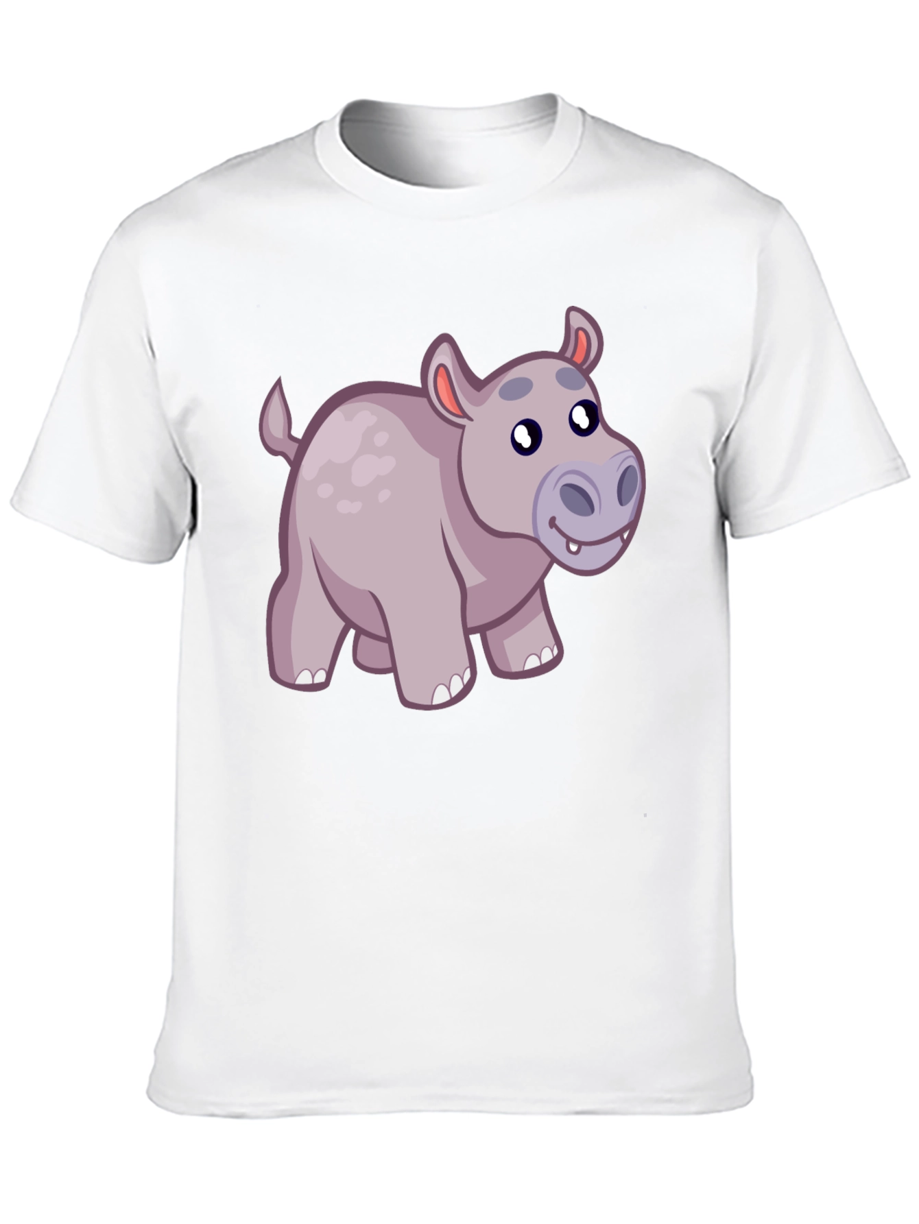 Cute Hippo Cartoon Black T-Shirt
