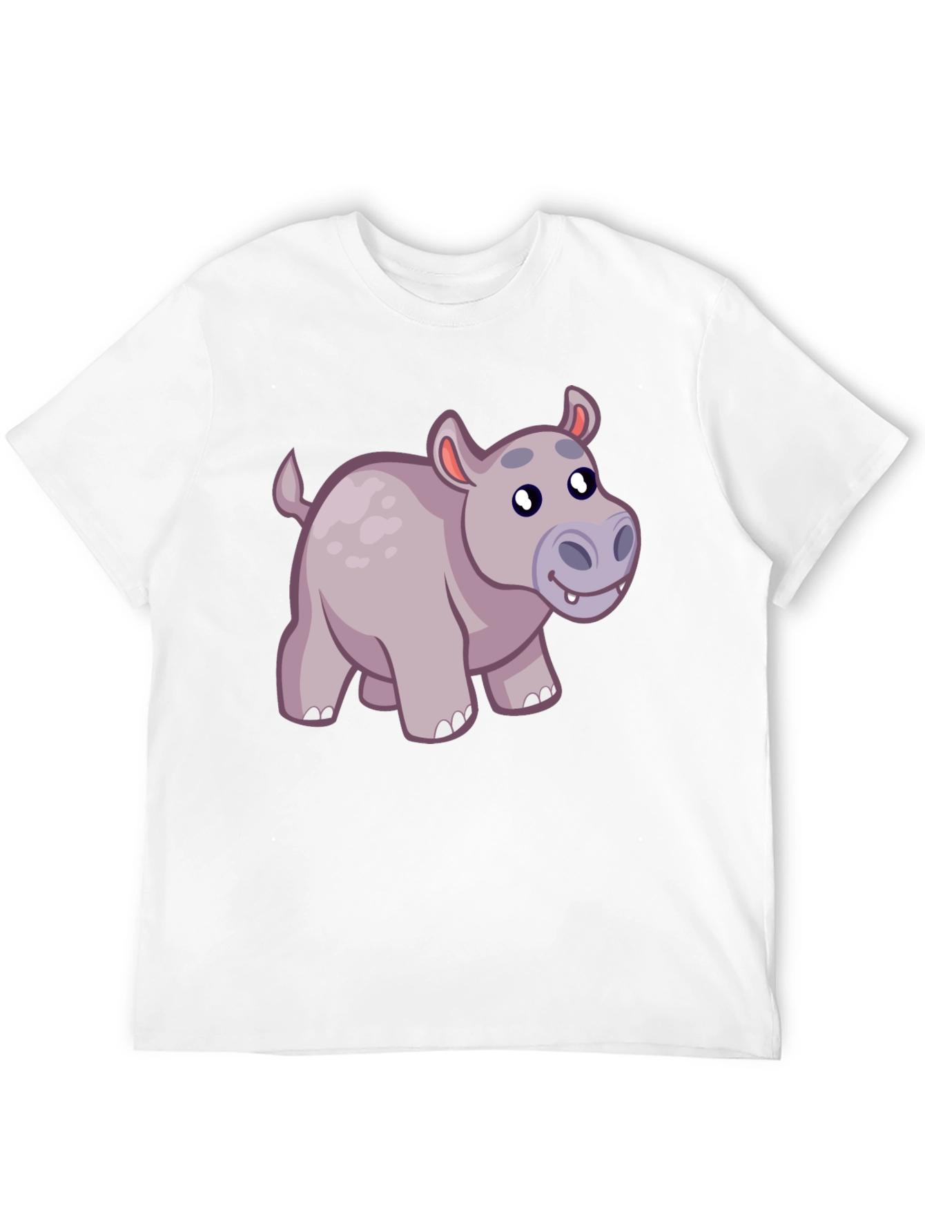 Cute Hippo Cartoon Black T-Shirt